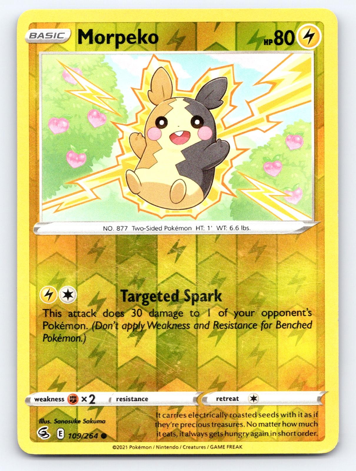 Morpeko 109/264 Common Fusion Strike Pokemon Reverse Holo Moderately Played