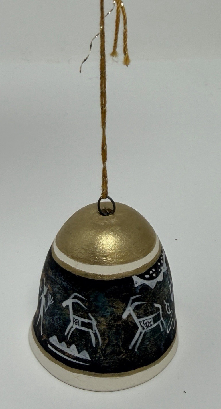 Native American Art Pottery Mini Bell Ornament M Kanteena Laguna NM Pueblo 1993
