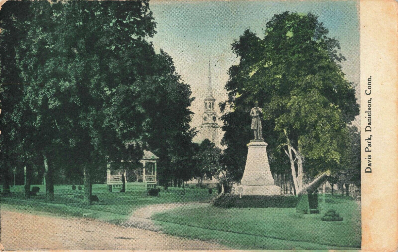 Davis Park Danielson Connecticut CT Monument Church 1915 Vintage Postcard