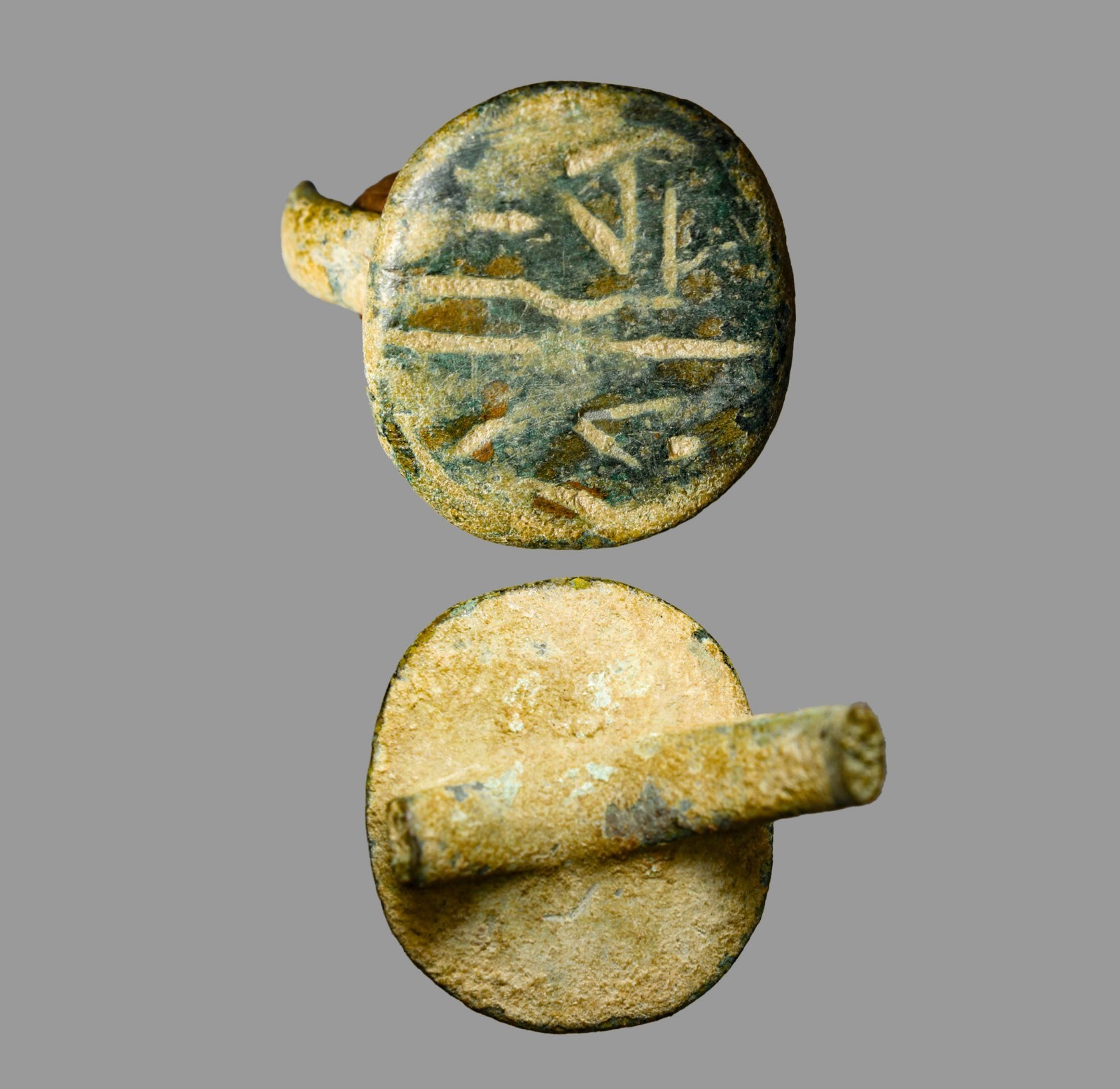 Ancient Judaean West Semitic Inscribed Signet Ring Matrix  Paleo-Hebrew Script