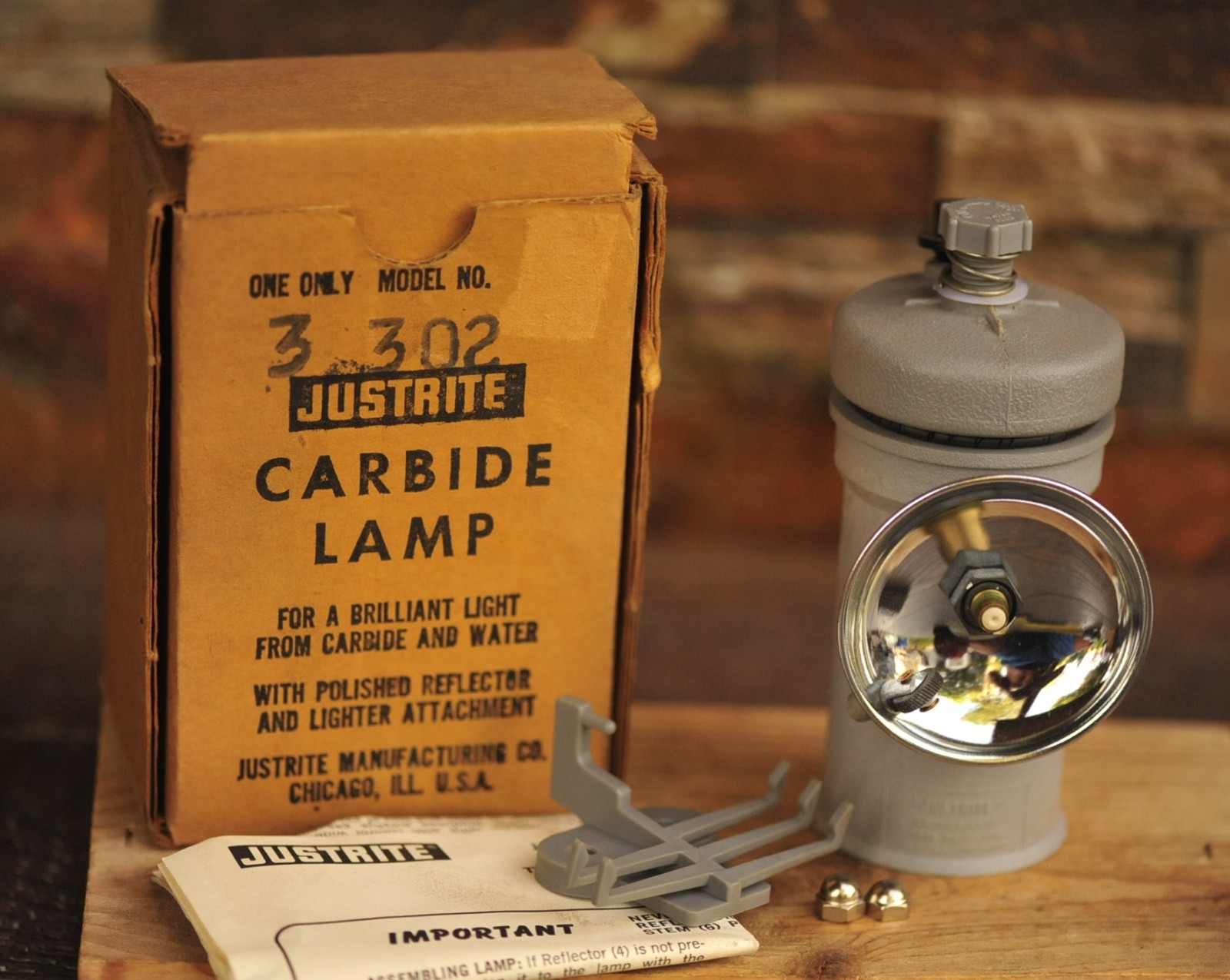 Justrite Model 3-302 Carbide Lamp NOS Collectible Mining Equipment NOS