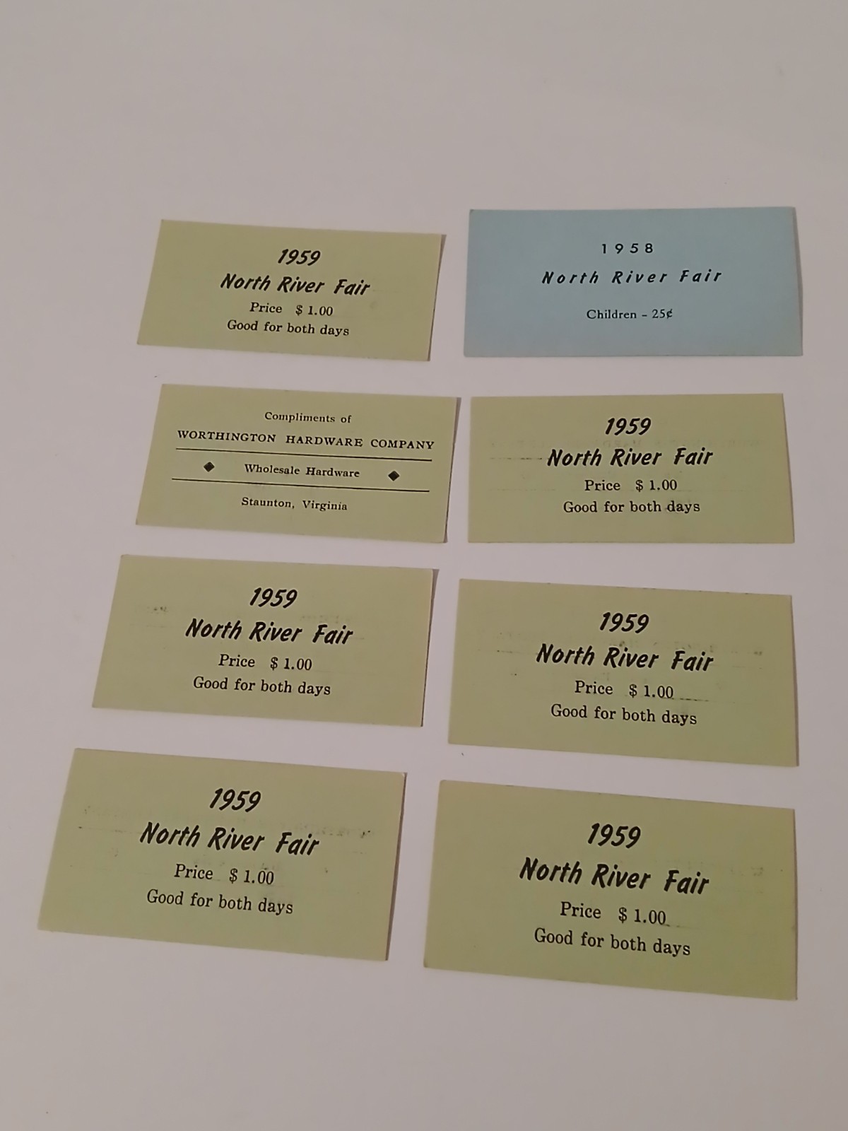 Vintage Virginia Fair Tickets 1958 1959 North River Fair Paper Advertising Lot