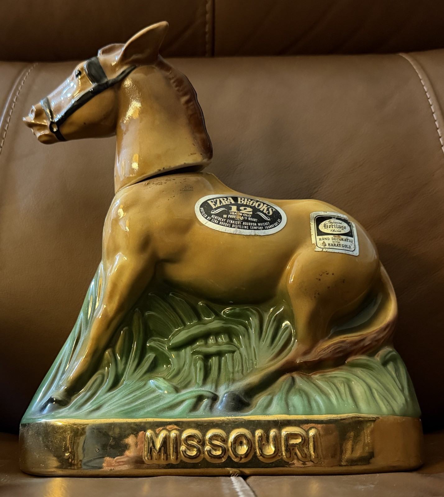 VINTAGE 1971 EZRA BROOKS MISSOURI MULE DECANTER