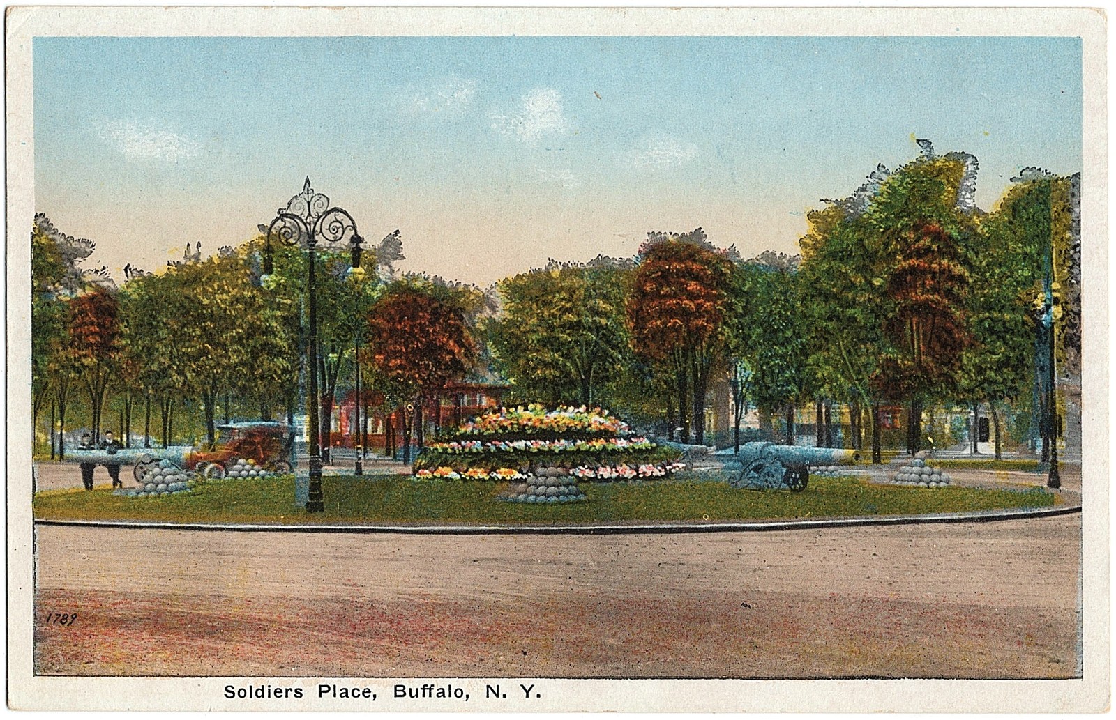 1915-1930 Buffalo NY Soldiers Place Postcard Memorial Cannons New York WB