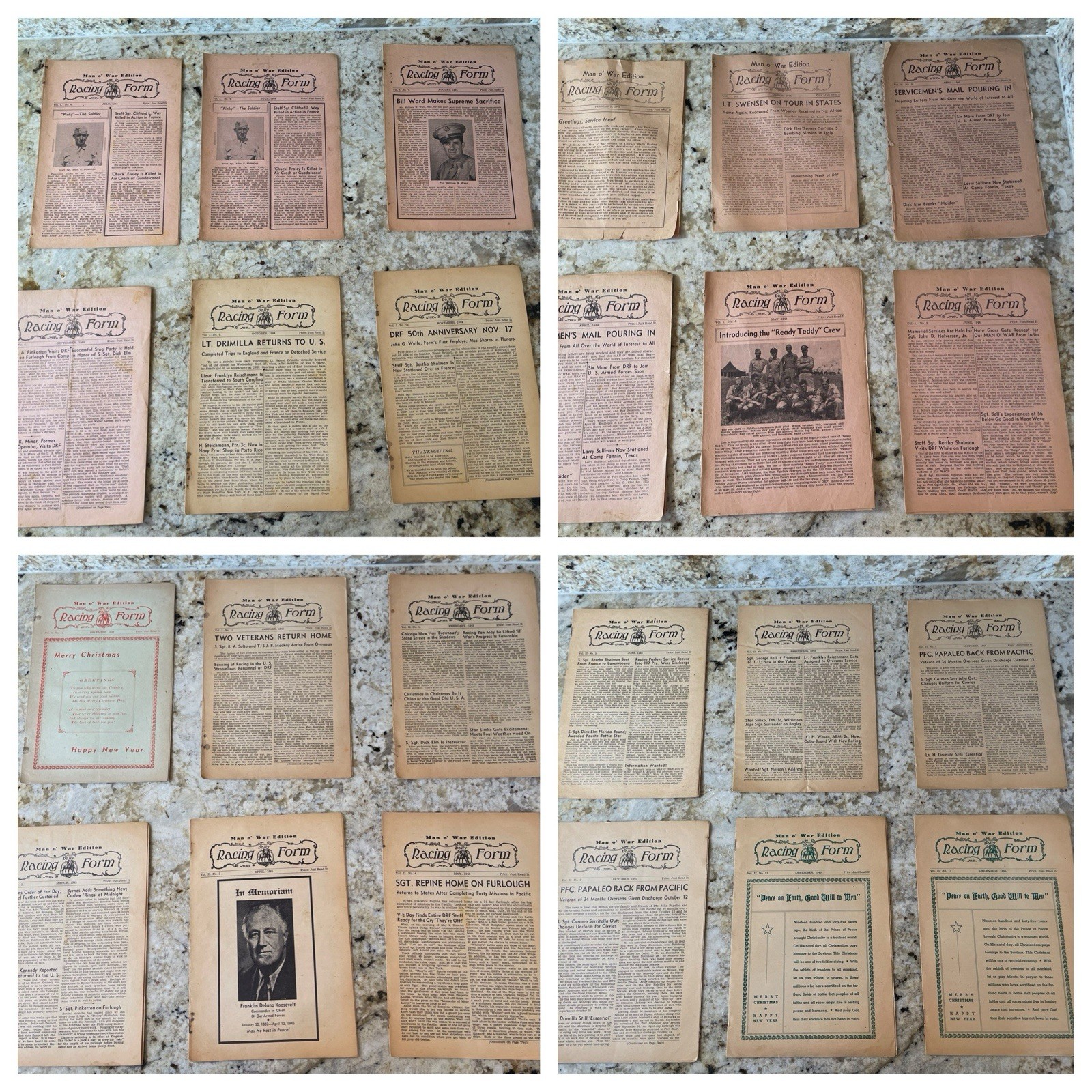 Chicago Daily Racing Form Man o’ War Edition-WWII 24 Issues-Feb 1944-Dec 1945