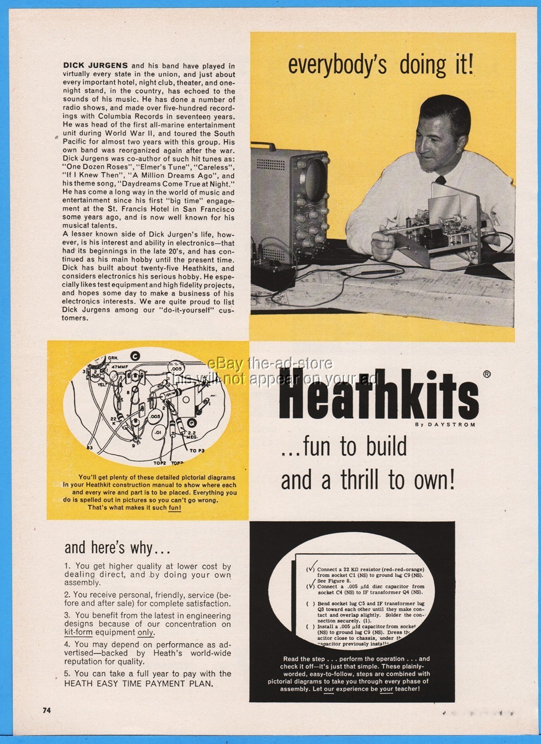 1958 Heath Co Benton Harbor MI Dick Jurgens Heathkit Build Your Own Stereo Ad