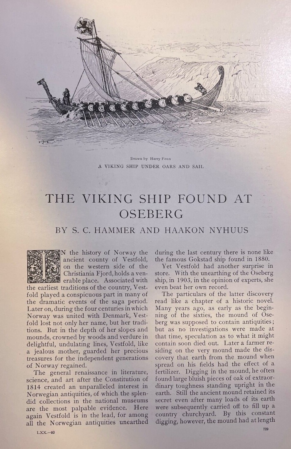 1905 Viking Ship Found at Oseberg Norway illustrated 1905 Viking Ship Found at Oseberg Norway illustrated