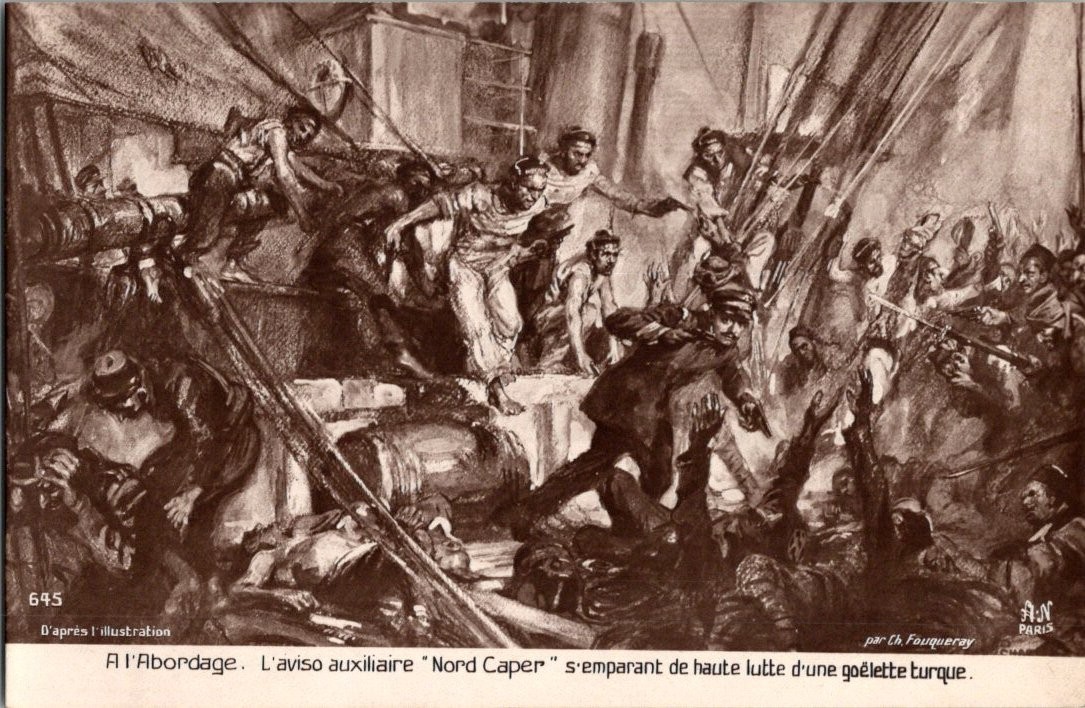 WWI French Naval Boarding Postcard Ch. Fouqueray 