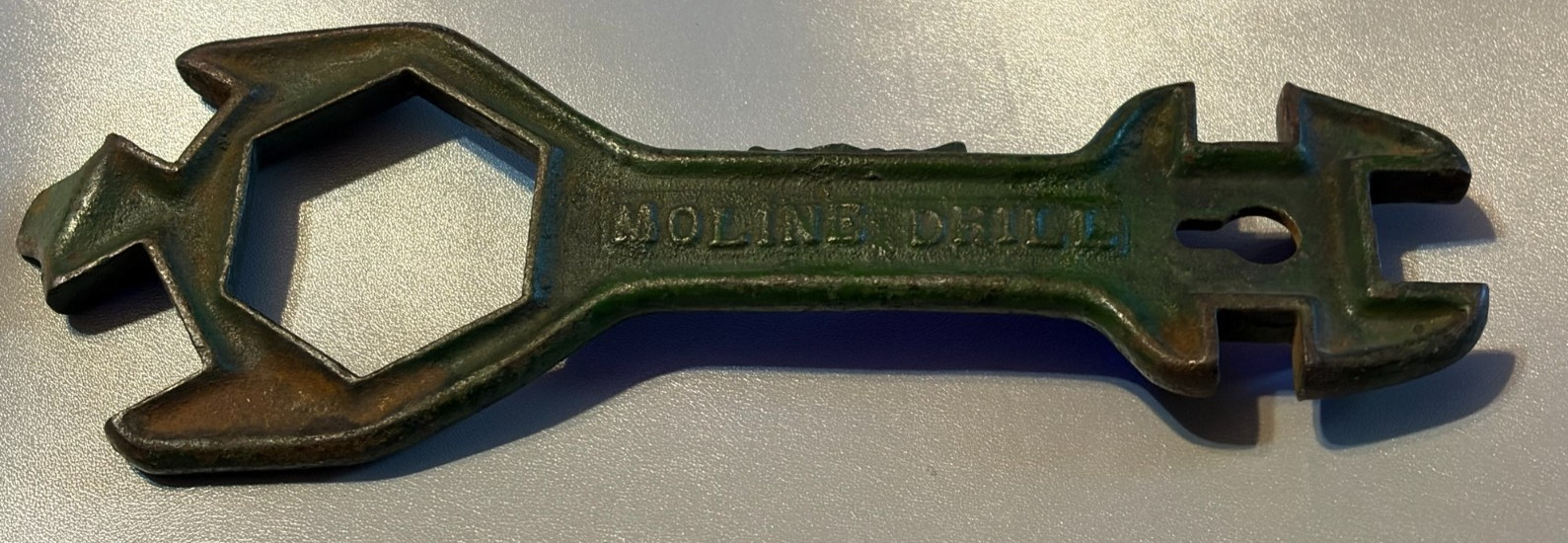Moline Drill Tool Antique Cast Iron Farm Implement Wrench A1037 Early 1900s