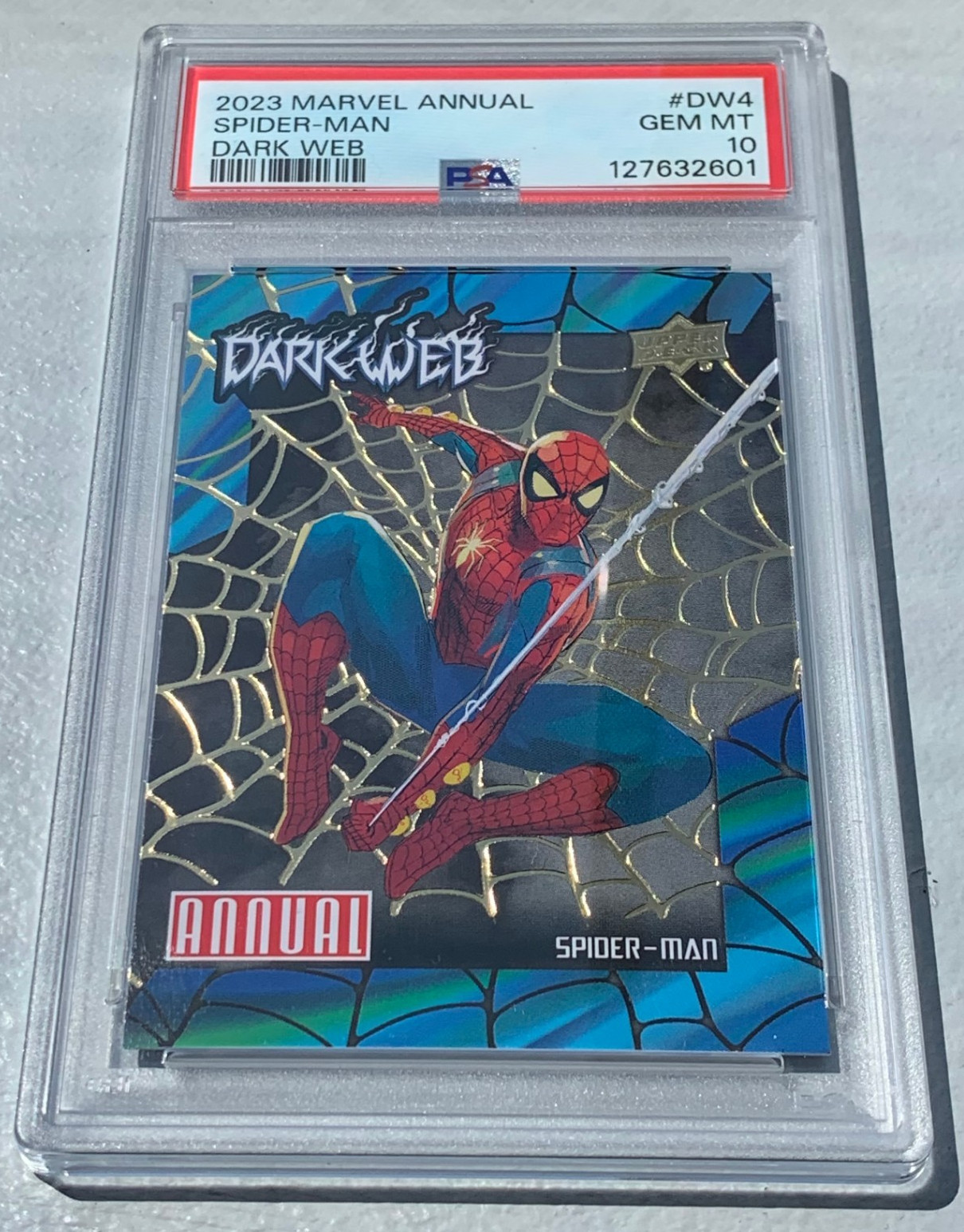 2023-24 Upper Deck Marvel Annual Dark Web #DW4 💎 SPIDER-MAN 💎 PSA 10 💎 POP 3