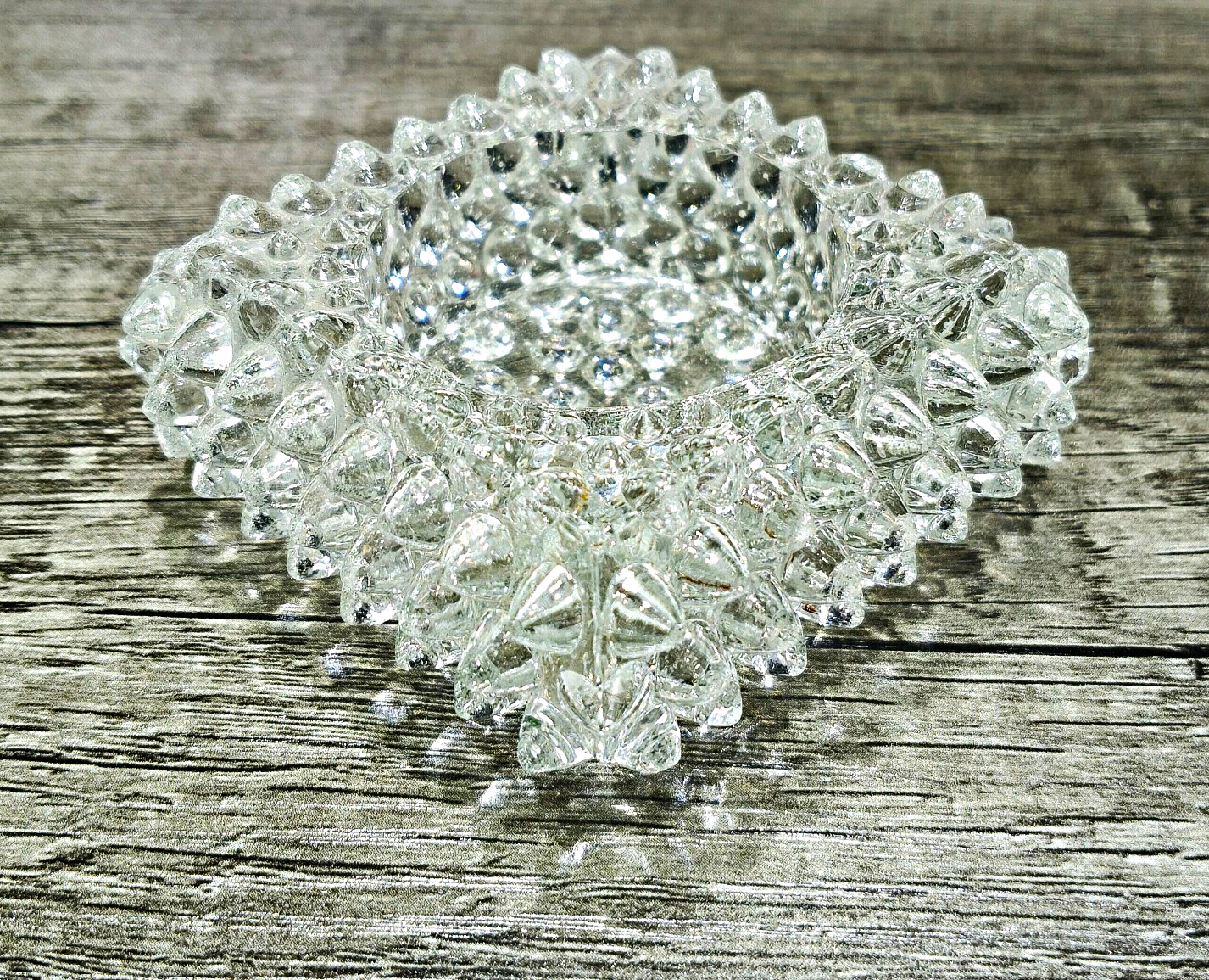 Lot of 2 Vintage Fenton Clear Glass Hobnail Spiked Salt Cellars Votive Holders Lot of 2 Vintage Fenton Clear Glass Hobnail Spiked Salt Cellars Votive Holders