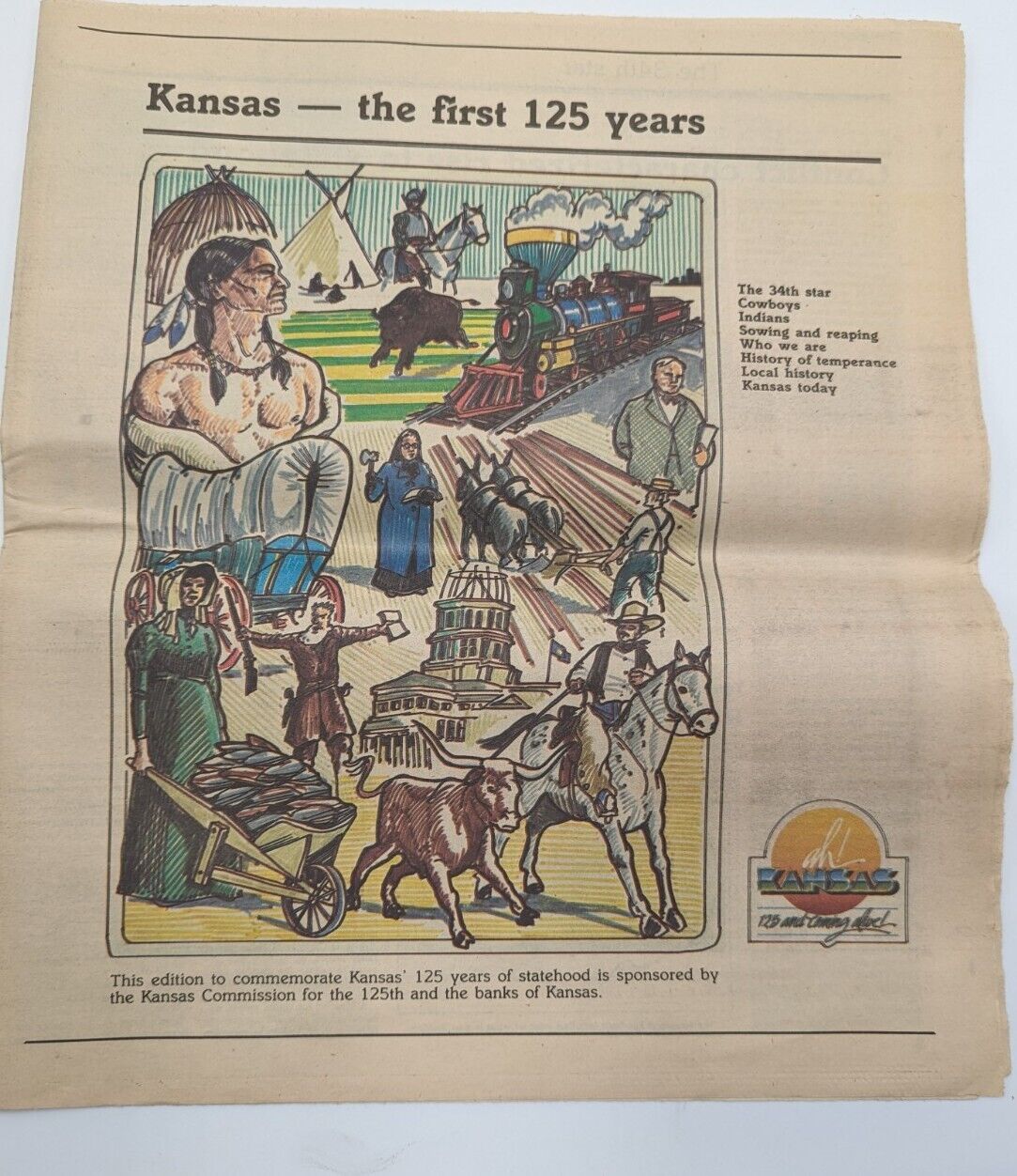 Vtg 1986 Newspaper Section Kansas First 125 Years History Temperance Statehood