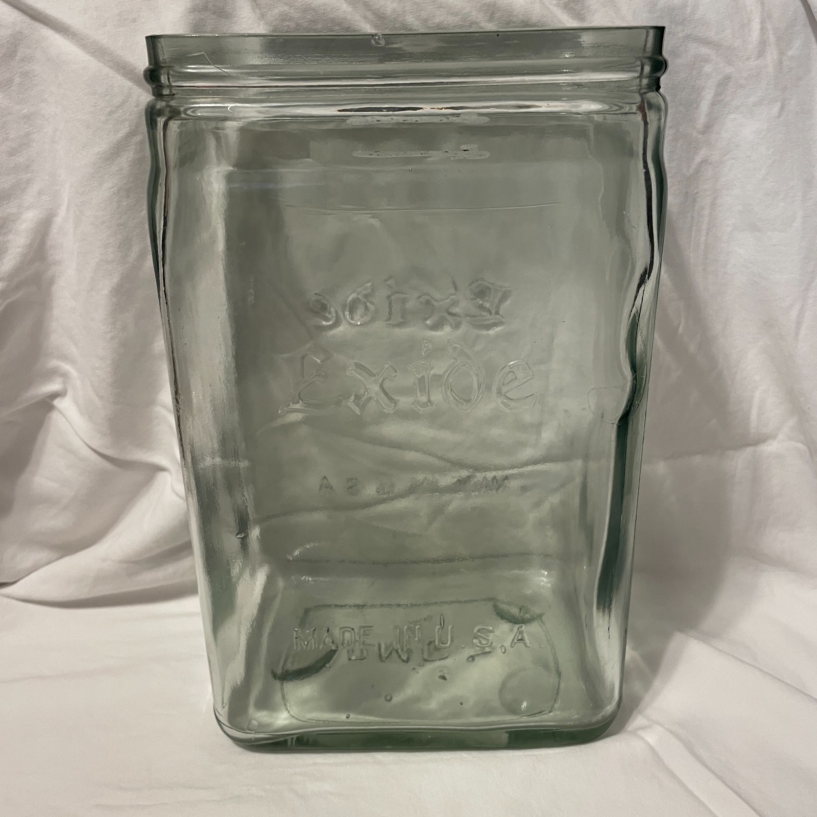 Vintage Exide Glass Battery Jar Clear Embossed Made in USA Antique