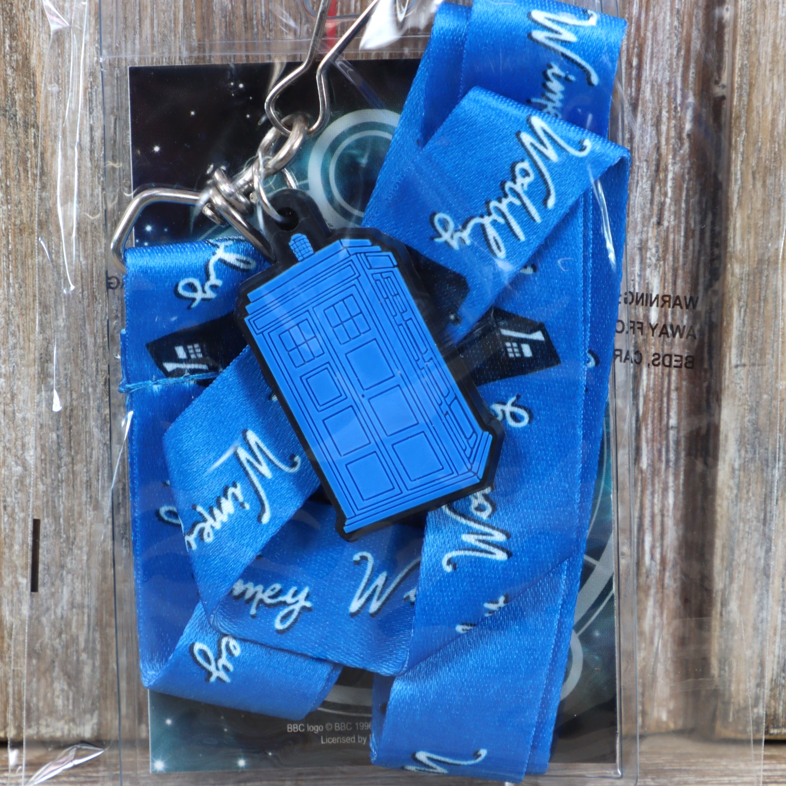 Doctor Who Lanyard Timey Wimey Wibbly Wobbly Blue With TARDIS Charm 2012 Sealed