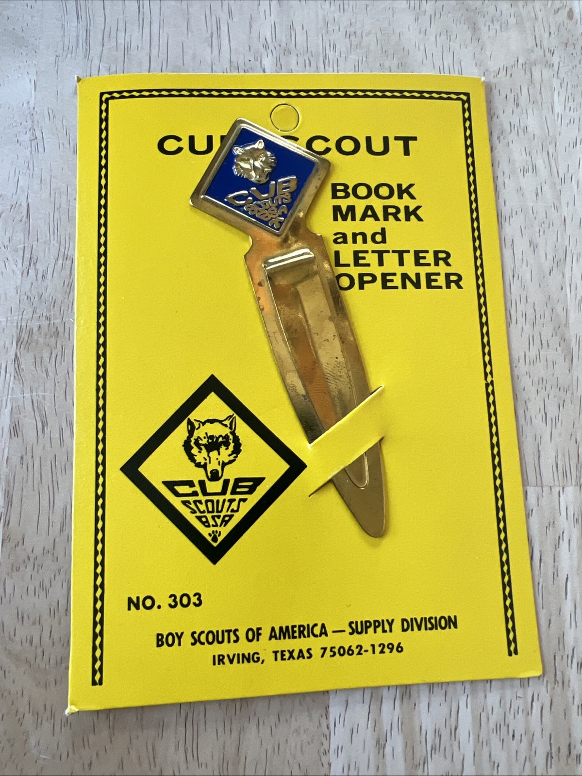 Vintage-Cub Scout Book Mark and Letter Opener, No. 303 - Boy Scouts of America Vintage-Cub Scout Book Mark and Letter Opener, No. 303 - Boy Scouts of America