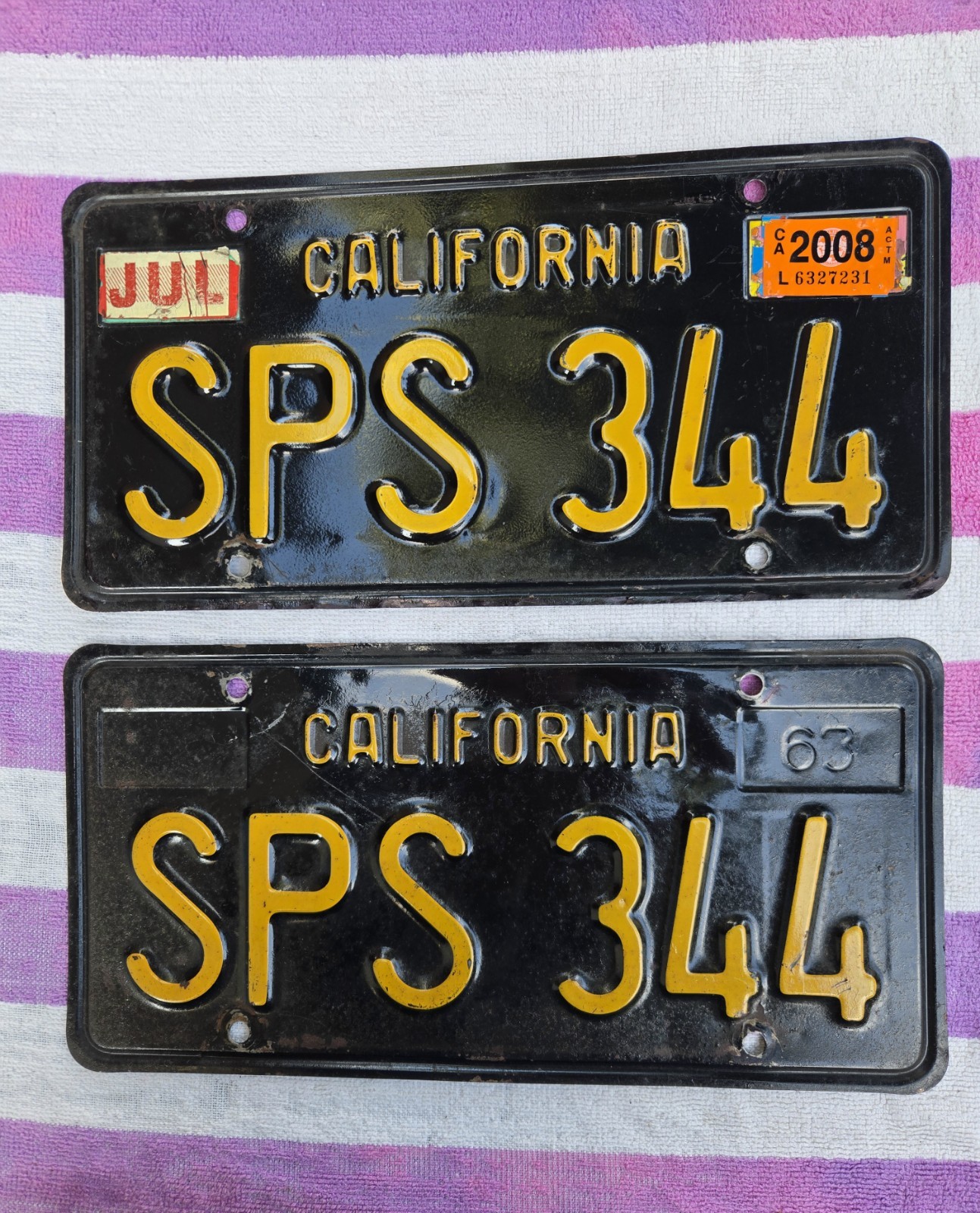 California Black License Plates Vintage 1963 - 1969 Original Set Pair