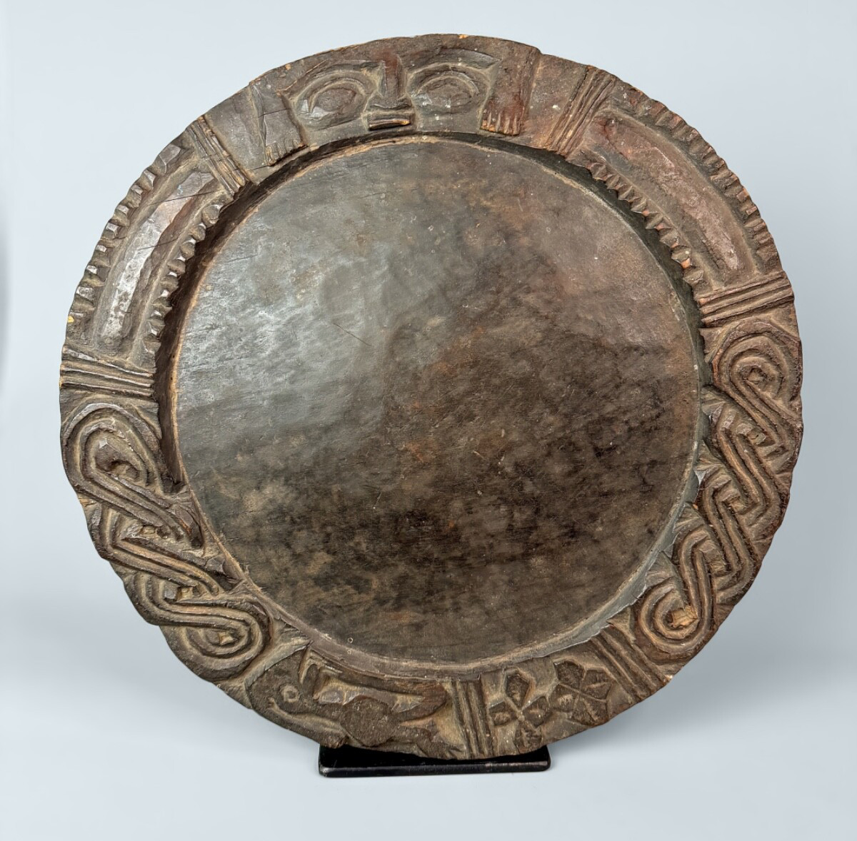 Yoruba Wood Circular Divination Board Face & Figures Ifa Tablero Babalawo Orula