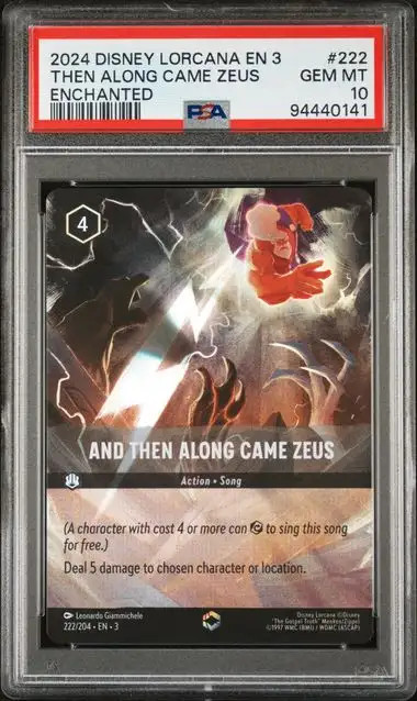 Lorcana Into the Inklands #222 And Then Along Came Zeus PSA 10