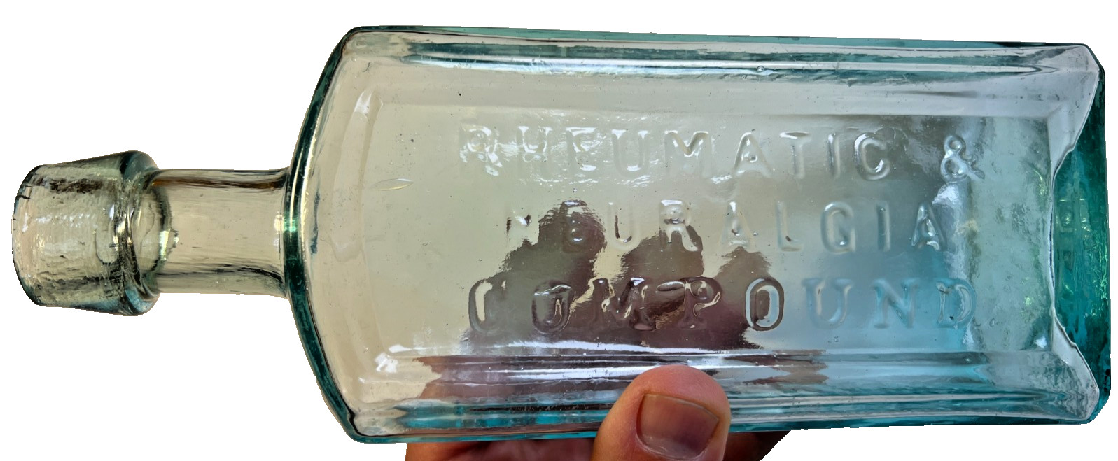 Antique Gardiner\'s Rheumatic Neuralgia Boston Massacheusetts Bottle Applied Top