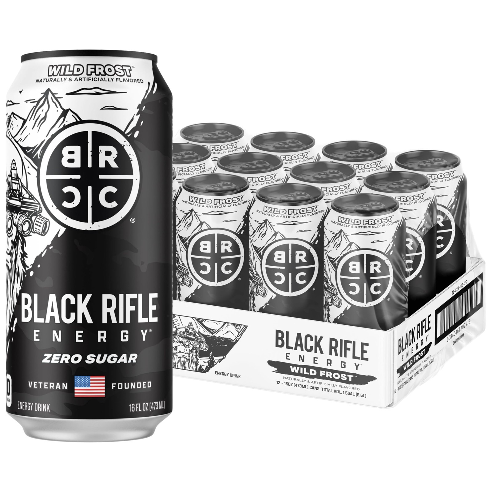 Black Rifle Energy Wild Frost Zero Sugar Drink, 16 Fl Oz (Pack of 12)