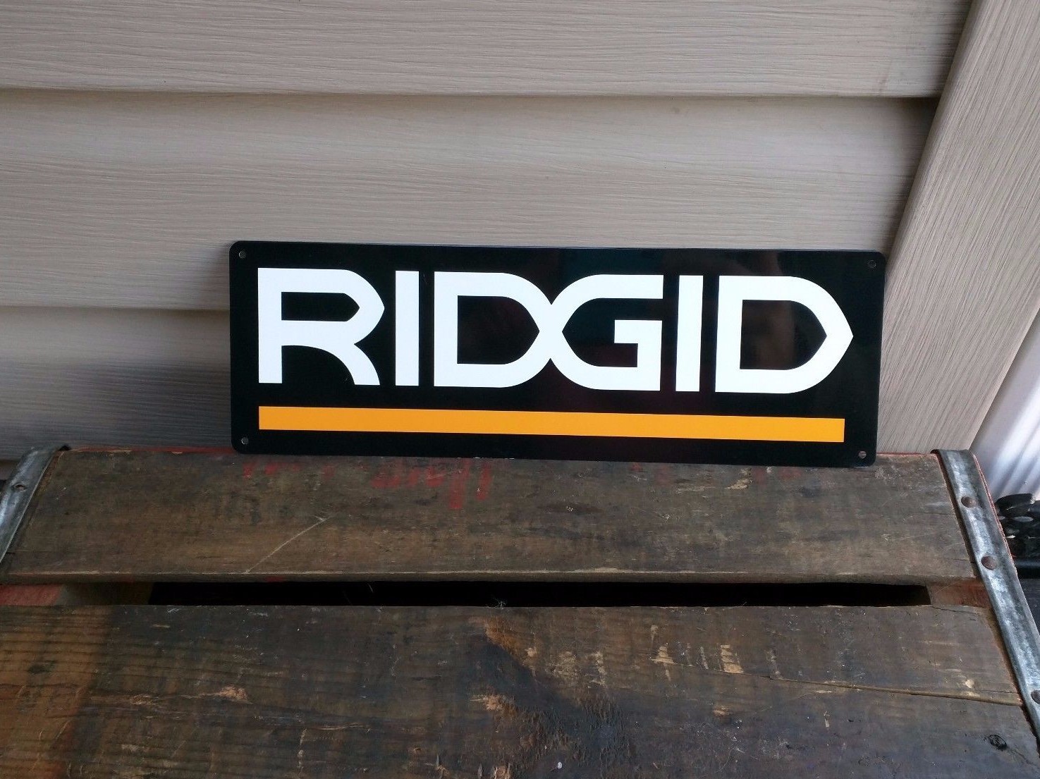 RIDGID Metal Sign Power Tool Rugged Jobsite Tools Contractor Plumbers 4x12 50104 RIDGID Metal Sign Power Tool Rugged Jobsite Tools Contractor Plumbers 4x12 50104
