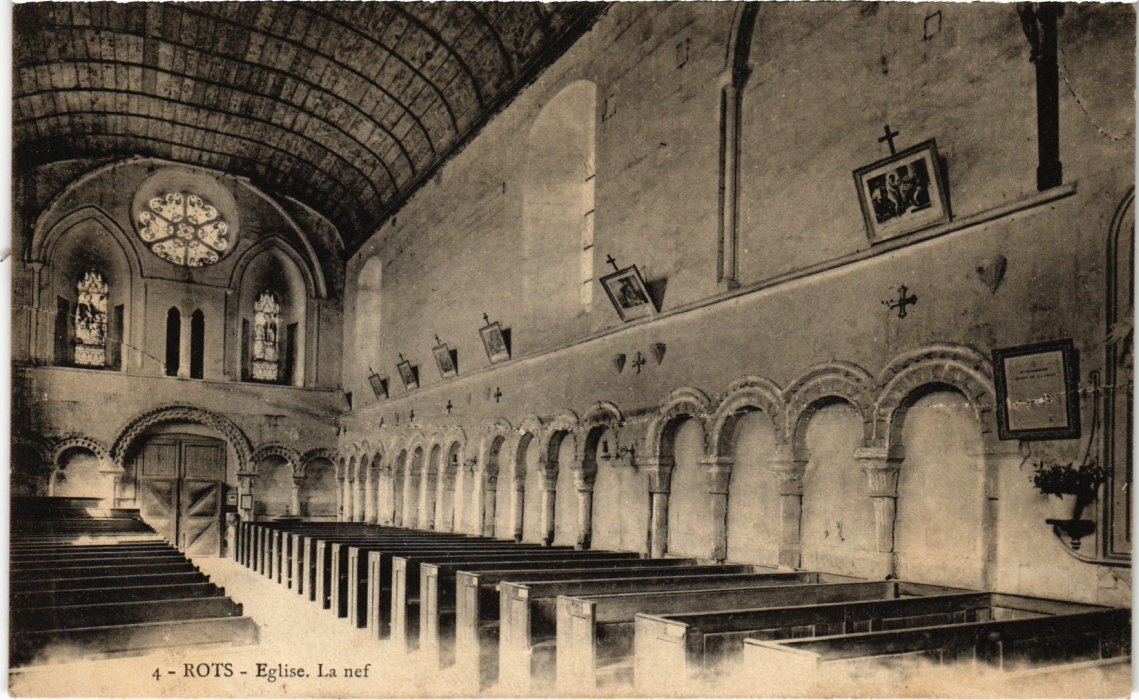 Old postcard Rots Eglise, La nef FRANCE (1334288)