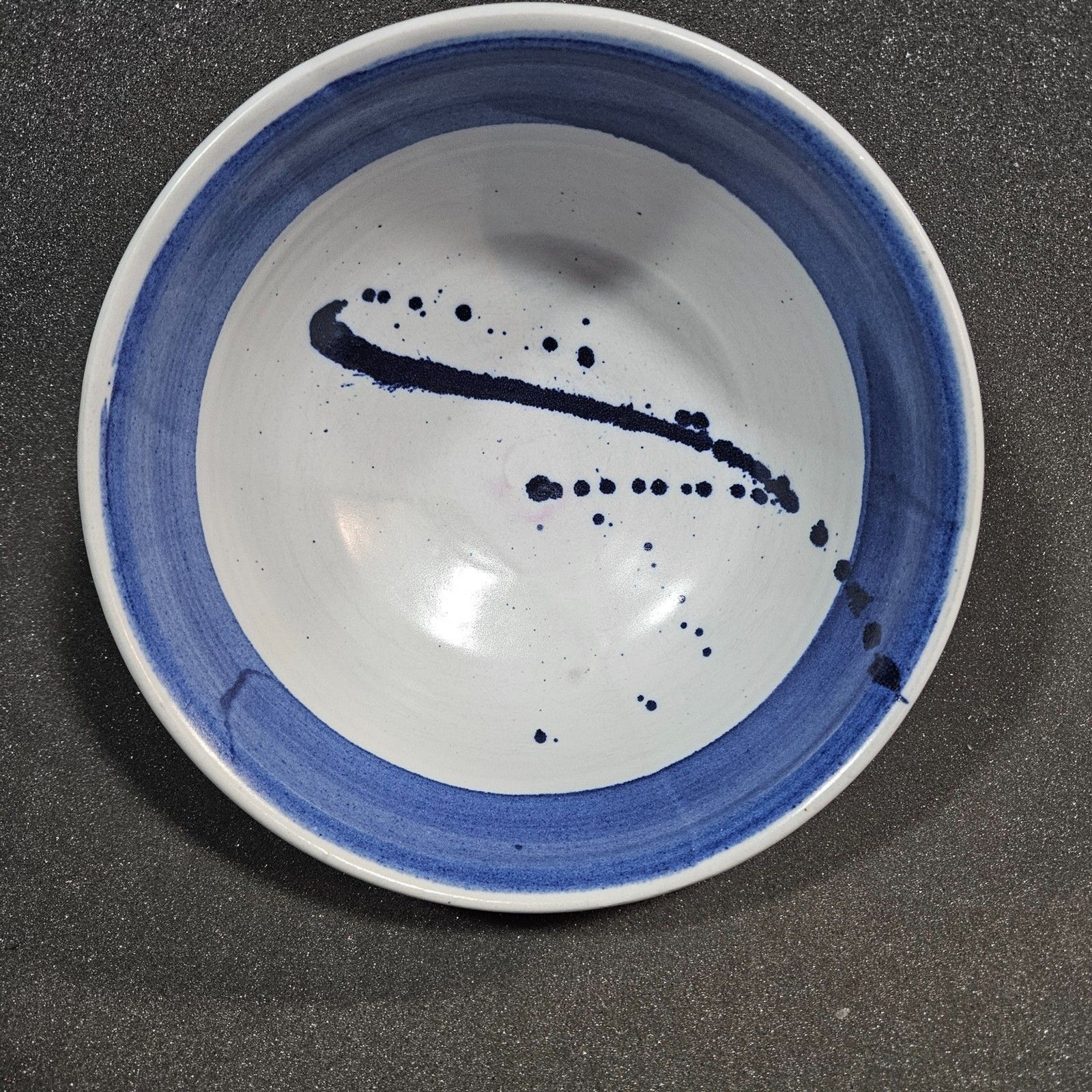 Handmade Studio Pottery Bowl Blue White Stoneware Signed Artisan Dish Handmade Studio Pottery Bowl Blue White Stoneware Signed Artisan Dish