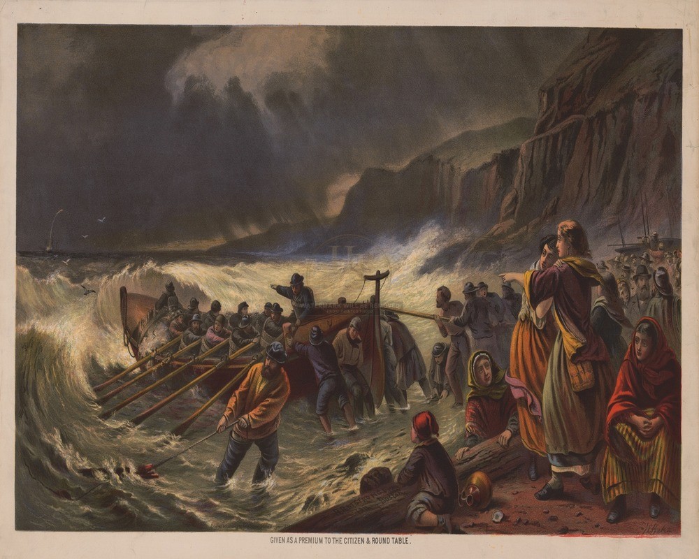 The Departure Launching the Life Boat 1878 8x10 Print HT51341347