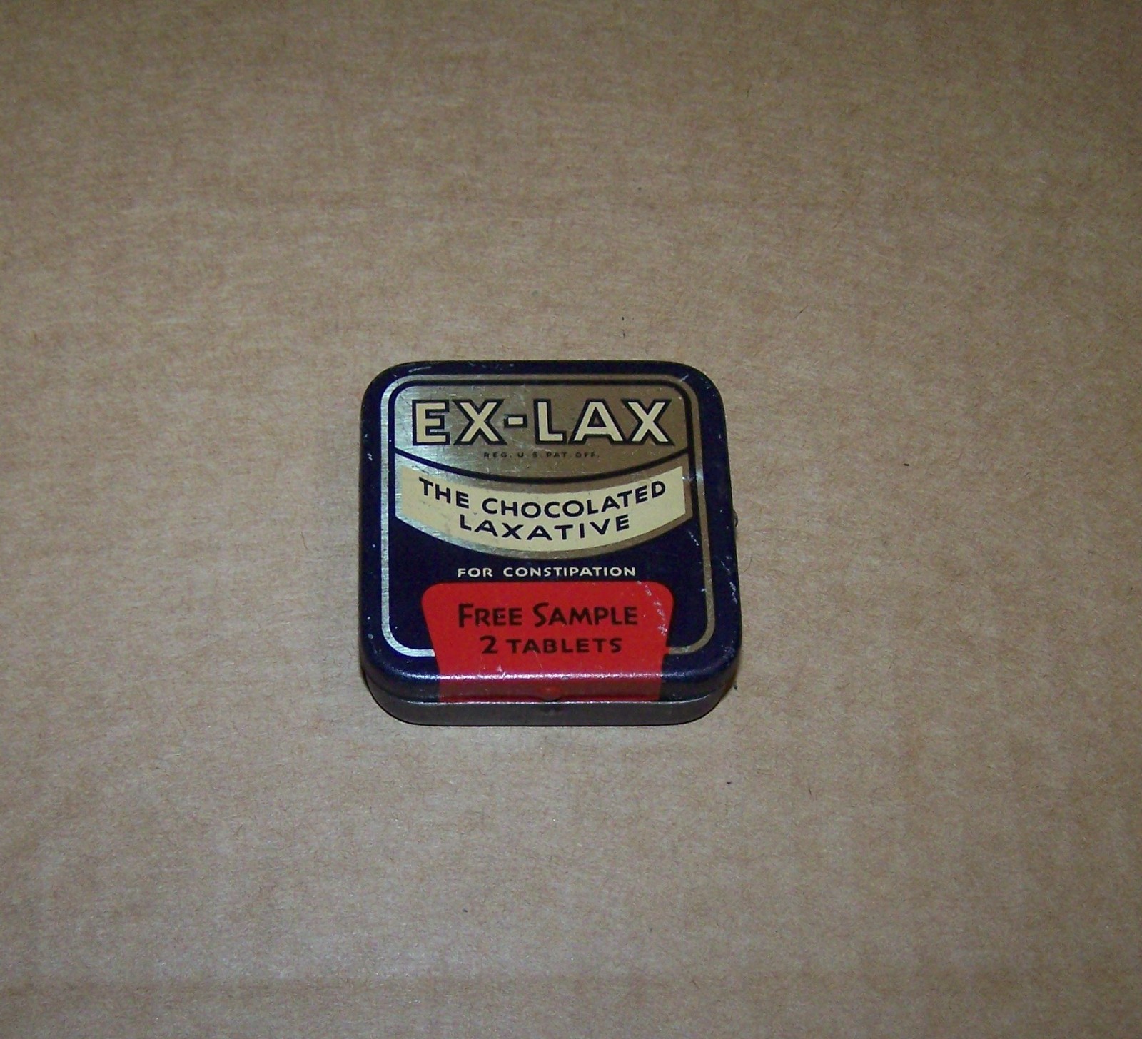 EX-LAX Vintage FREE SAMPLE Medicine Tin The Chocolate Laxative With Booklet  H10
