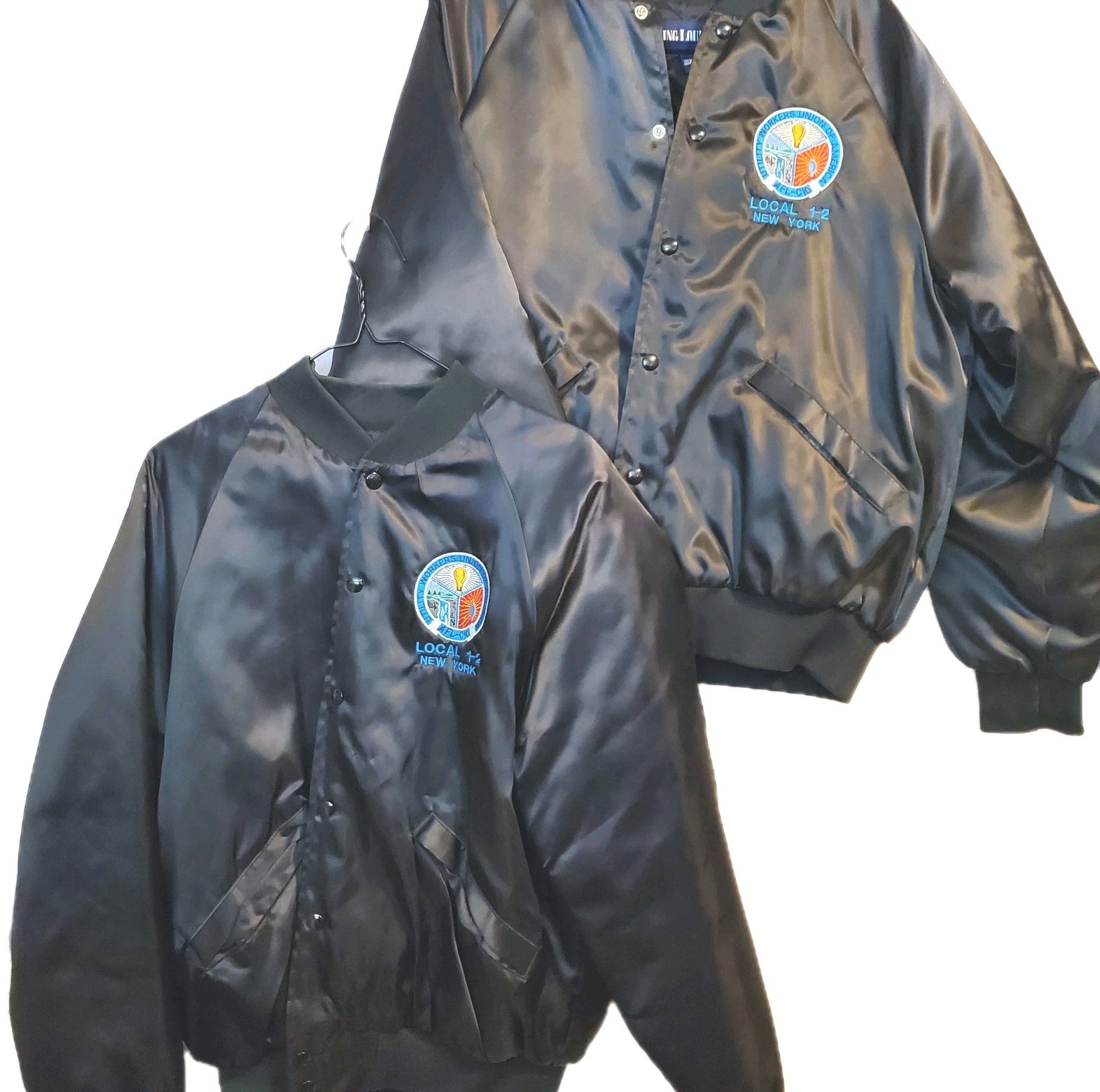 2 VTG King Louie Utility Workers Of America Local 1-2 NY Nylon Jacket Size L 