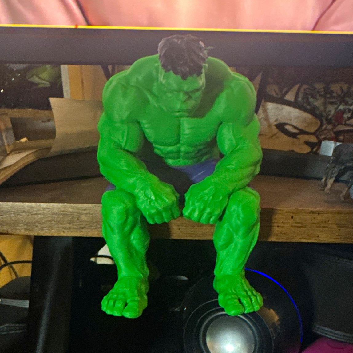 Hulk Marvel Sitting Pose 3d printed hand painted version 4” figure model