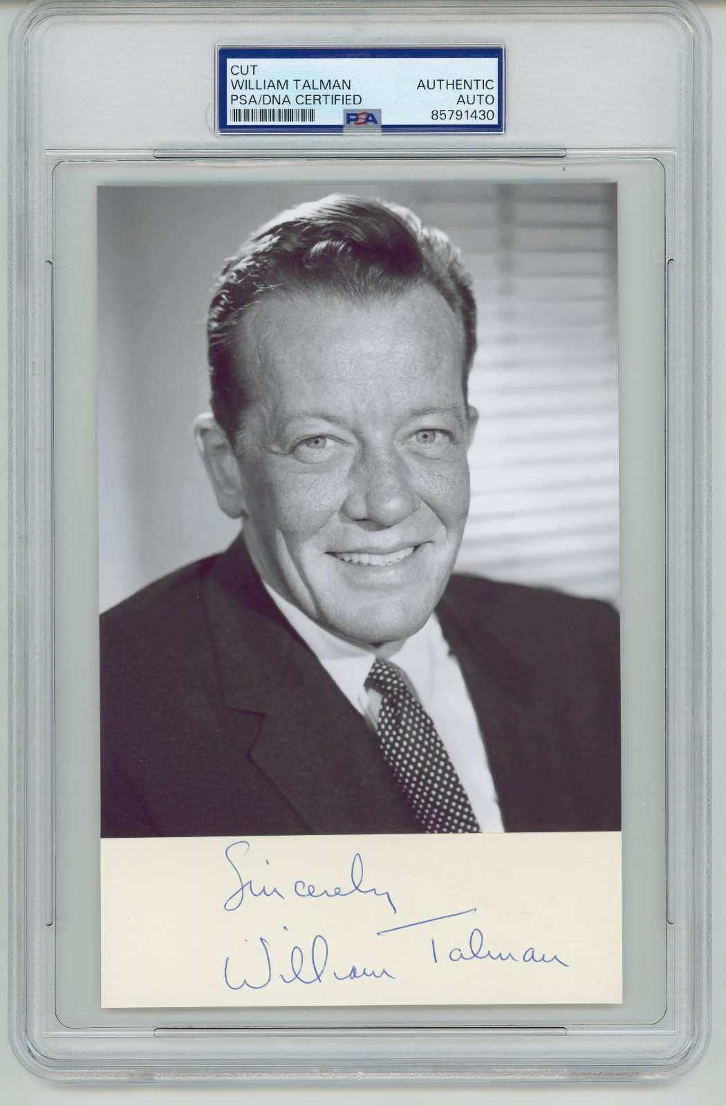 William Talman ~ Signed Autographed Hamilton Burger Perry Mason~ PSA DNA Encased