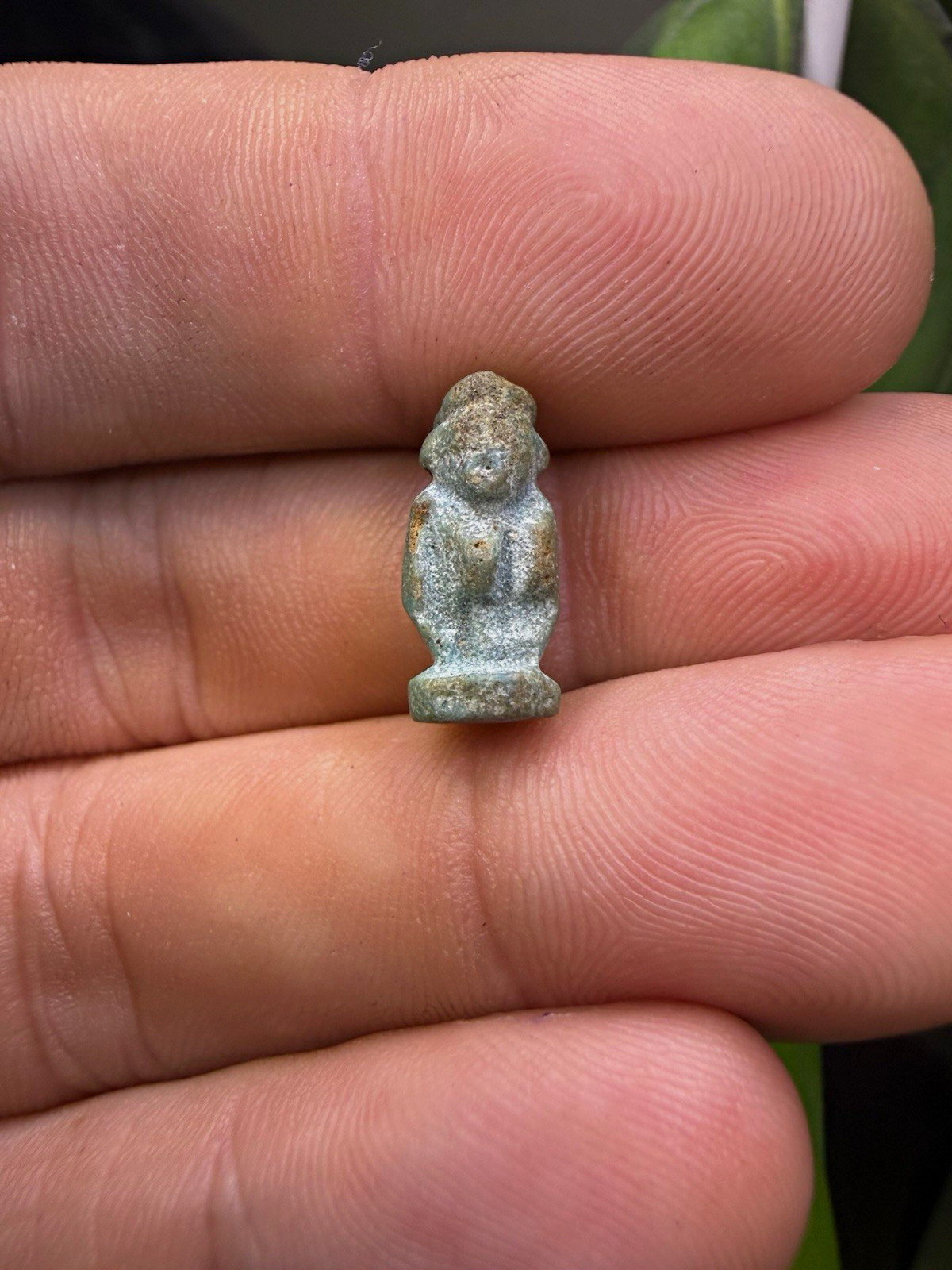 Ancient Egyptian Faience Bes Amulet, Late Period to Ptolemaic C. 664-30 BC