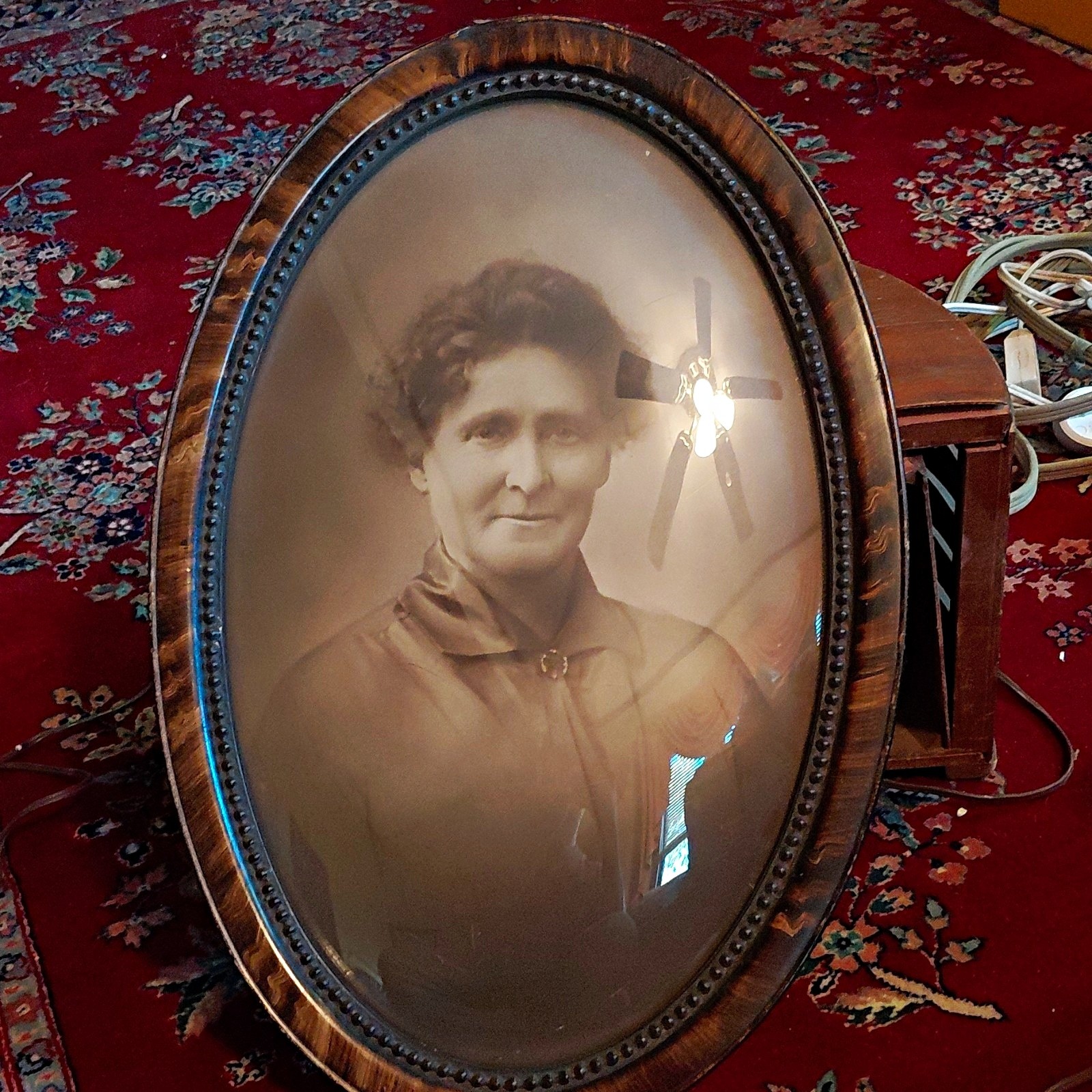 Sepia Oval Portrait Photograph of Woman, Framed Single Photo