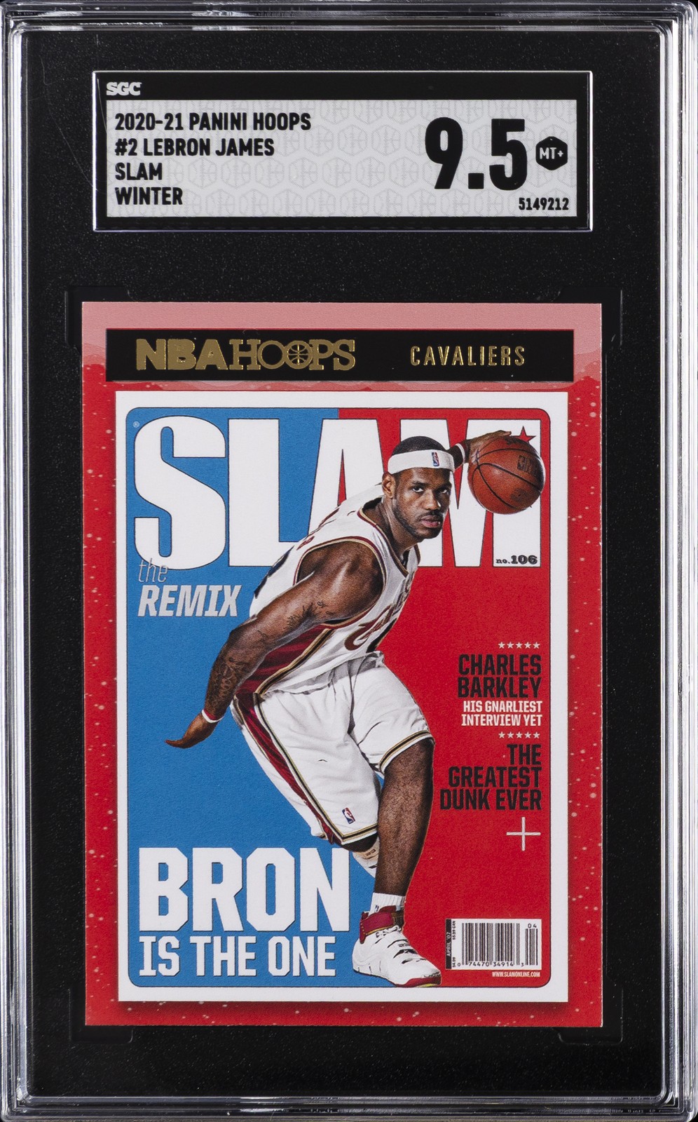 2020-21 PANINI HOOPS SLAM WINTER #2 LEBRON JAMES SGC 9.5