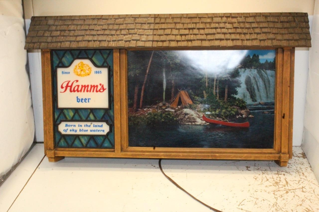 Vintage Hamm\'s Beer Scene-A-Rama Motion Sign Campfire