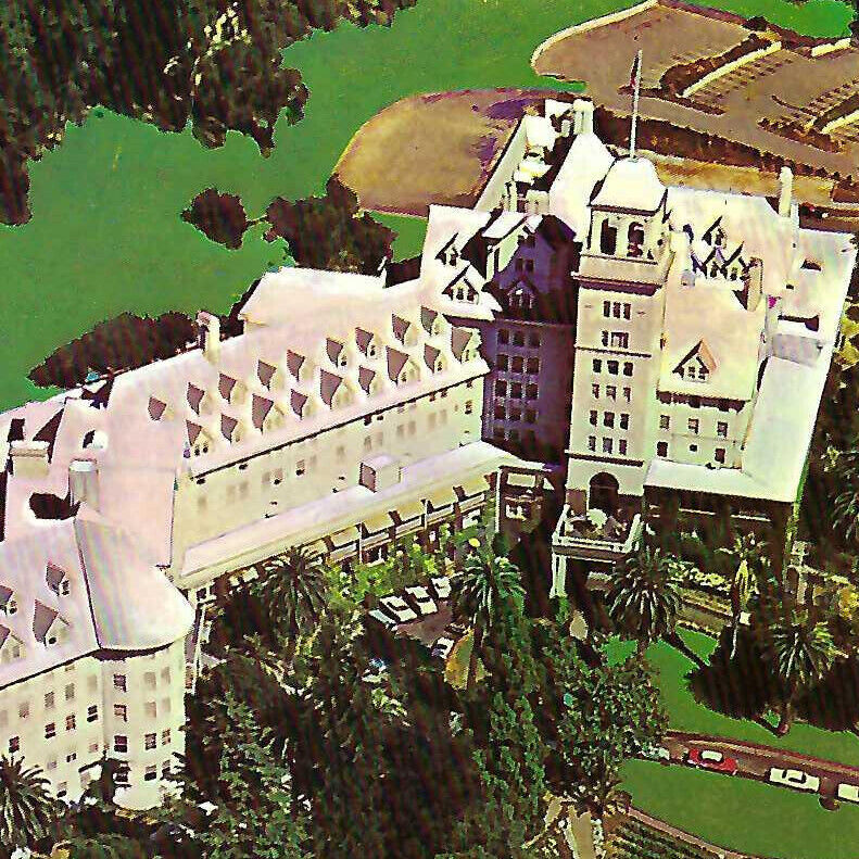 Vintage 1960s Claremont Resort Hotel Postcard Oakland Berkeley Aerial View
