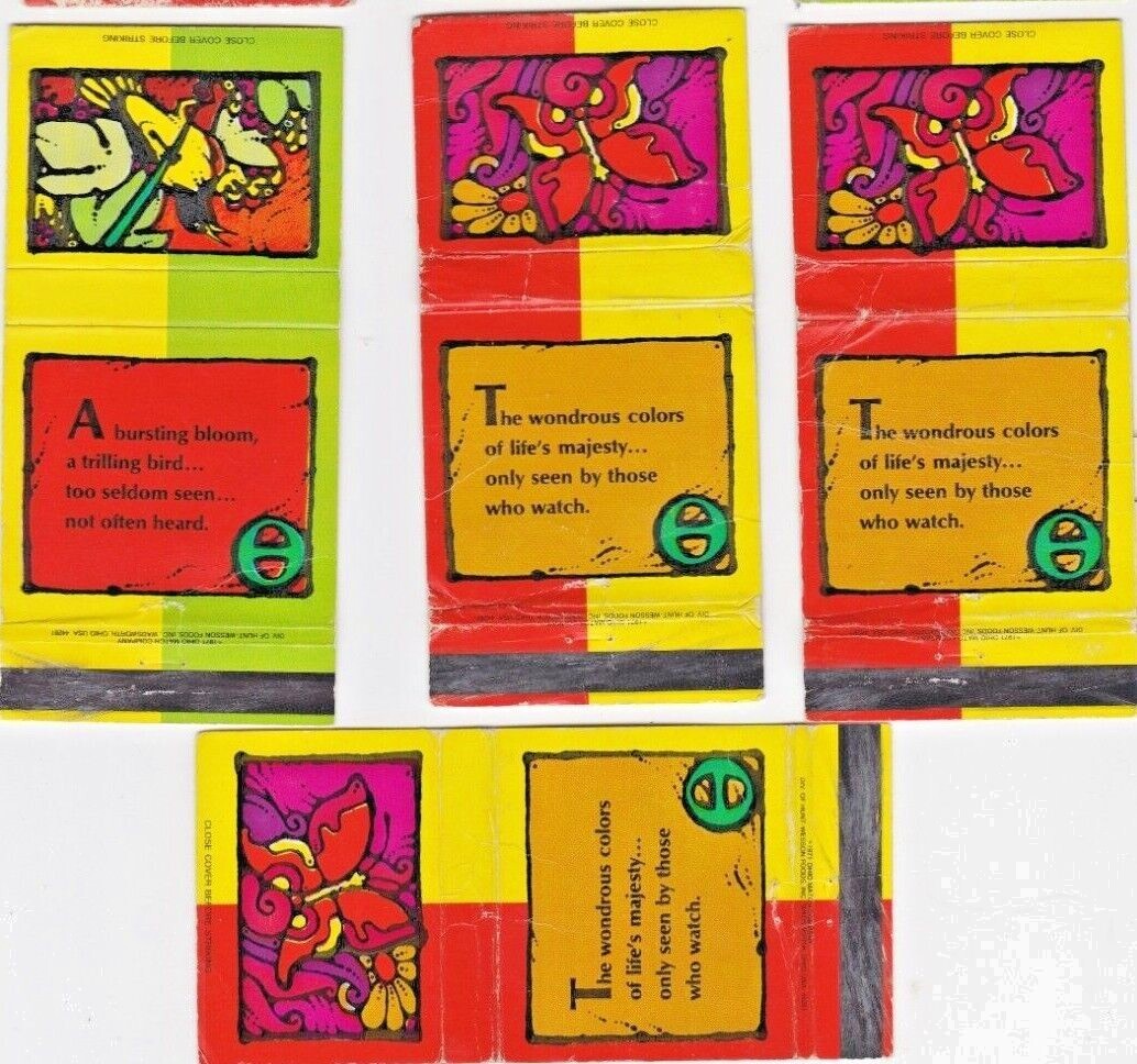 Vintage 1971 Ohio Matches Psychedelic Hippie P. Max Style Art and Phrases-Groovy
