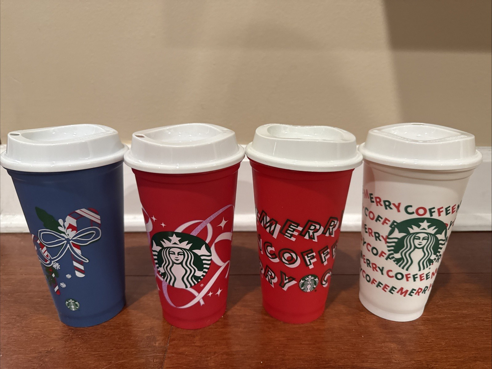 Starbucks Holiday Reusable Cups with Lids Set Of 4