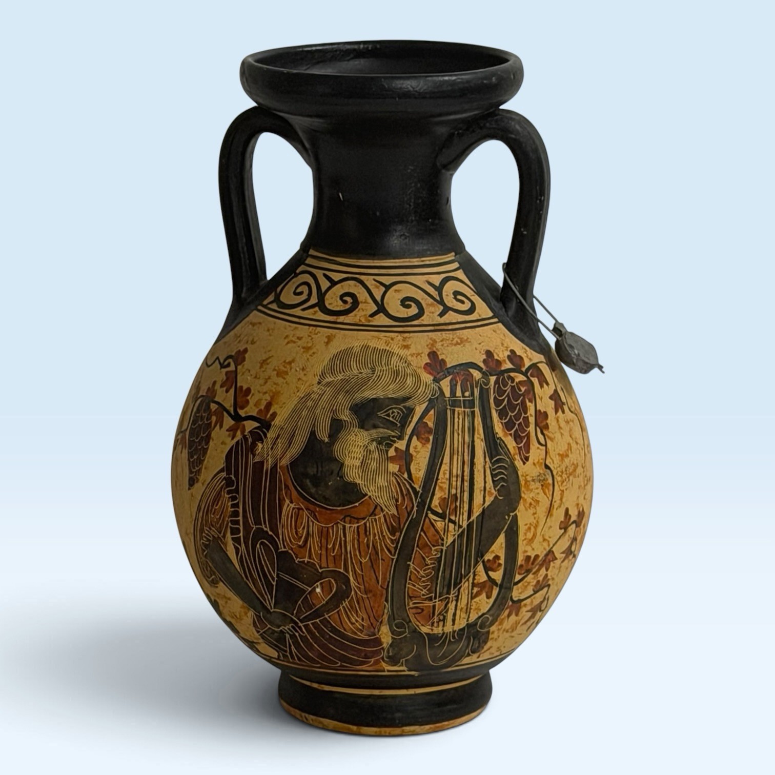 Greek Amphora Vase Dionysus Poseidon Hand Made in Greece 6.5\