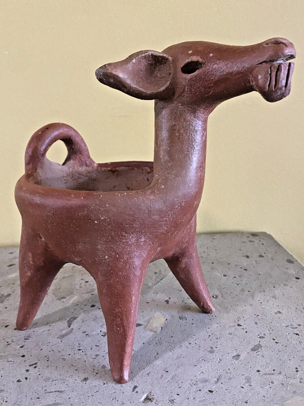 Vintage Columbian Clay Zoomorphic Goat Pot Small Terra-Cotta