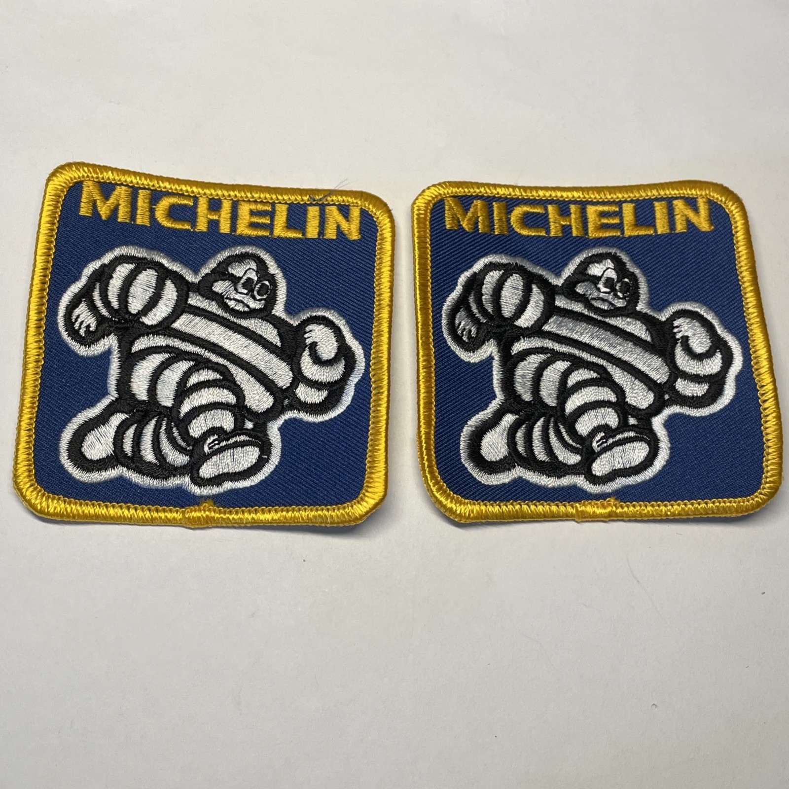 NOS TWO Vintage Michelin Man Tires Embroidered Patches