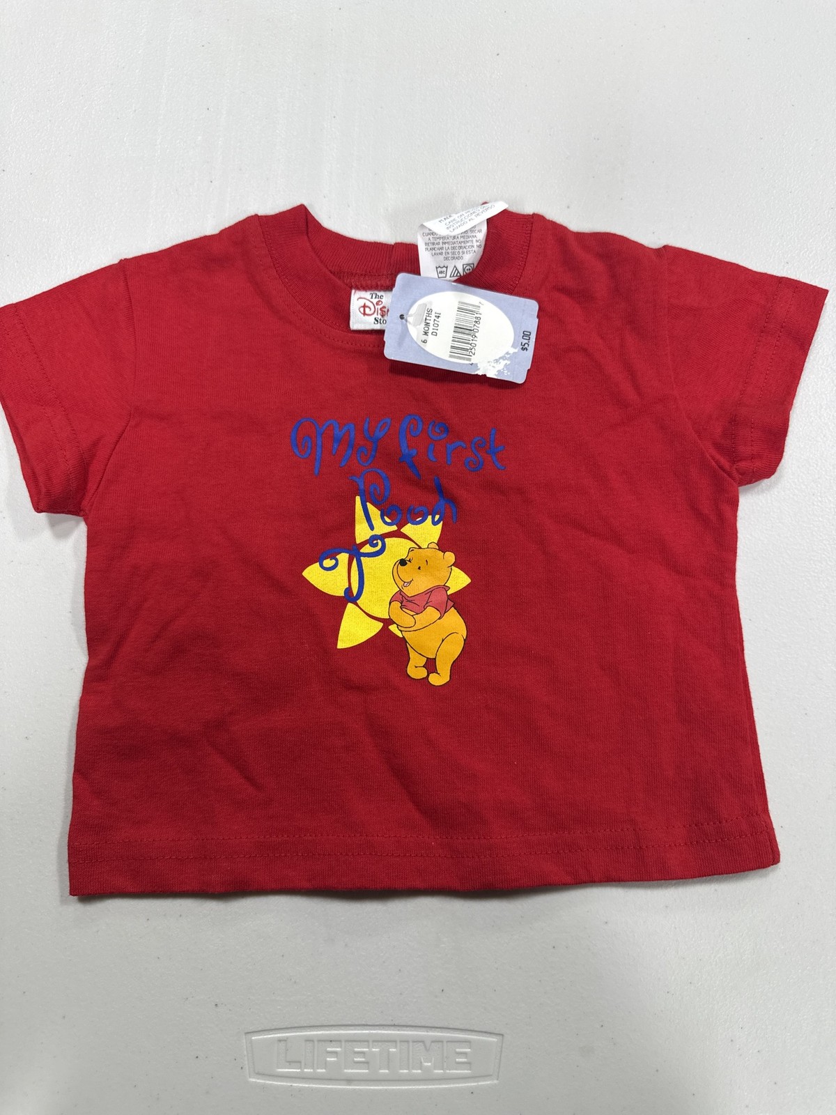 Vintage Disney Store My First Pooh T-Shirt Red Baby 6 Months NWT