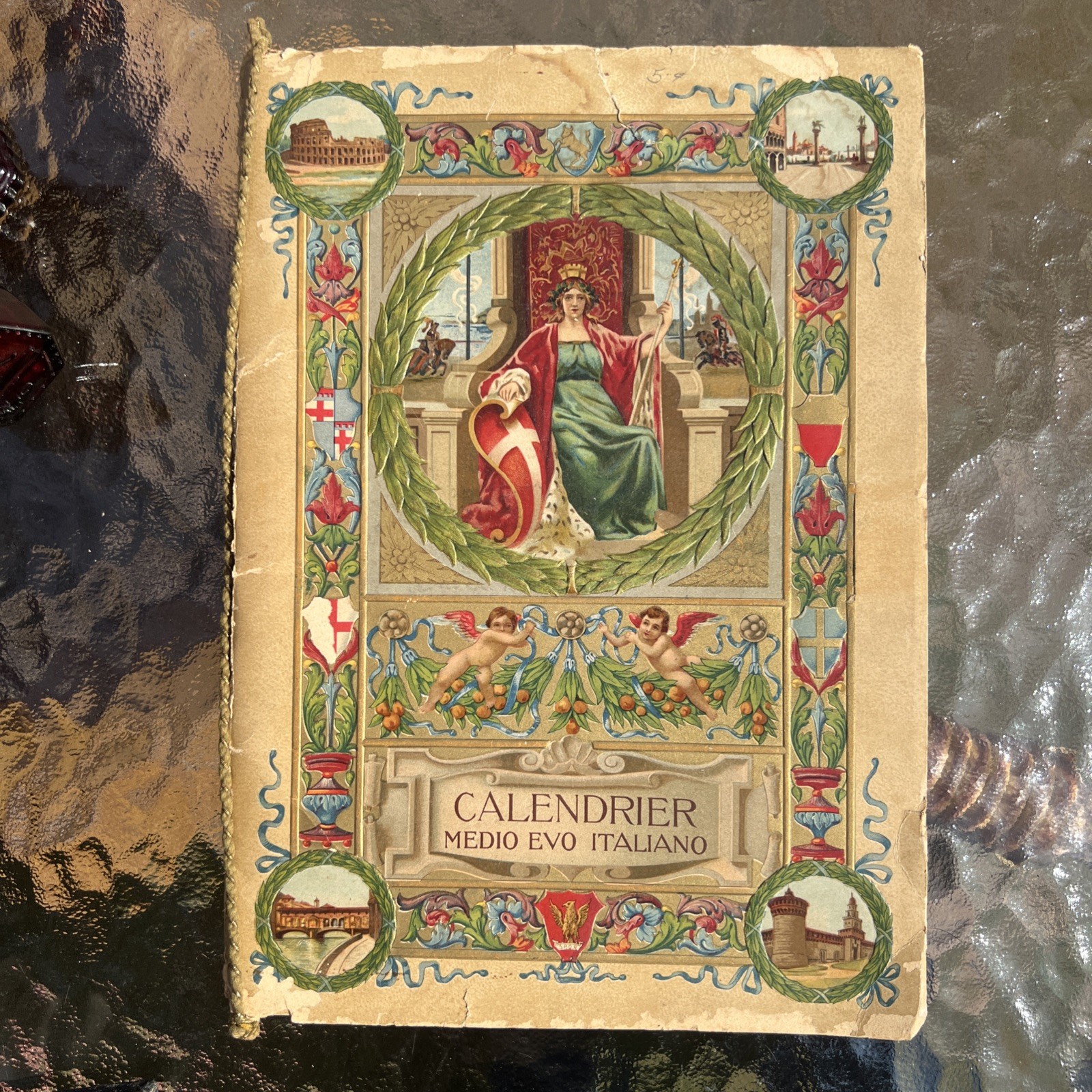 Antique 1913 Italian Art Calendar E. Sborgi Firenze Medio Evo Chromolithograph