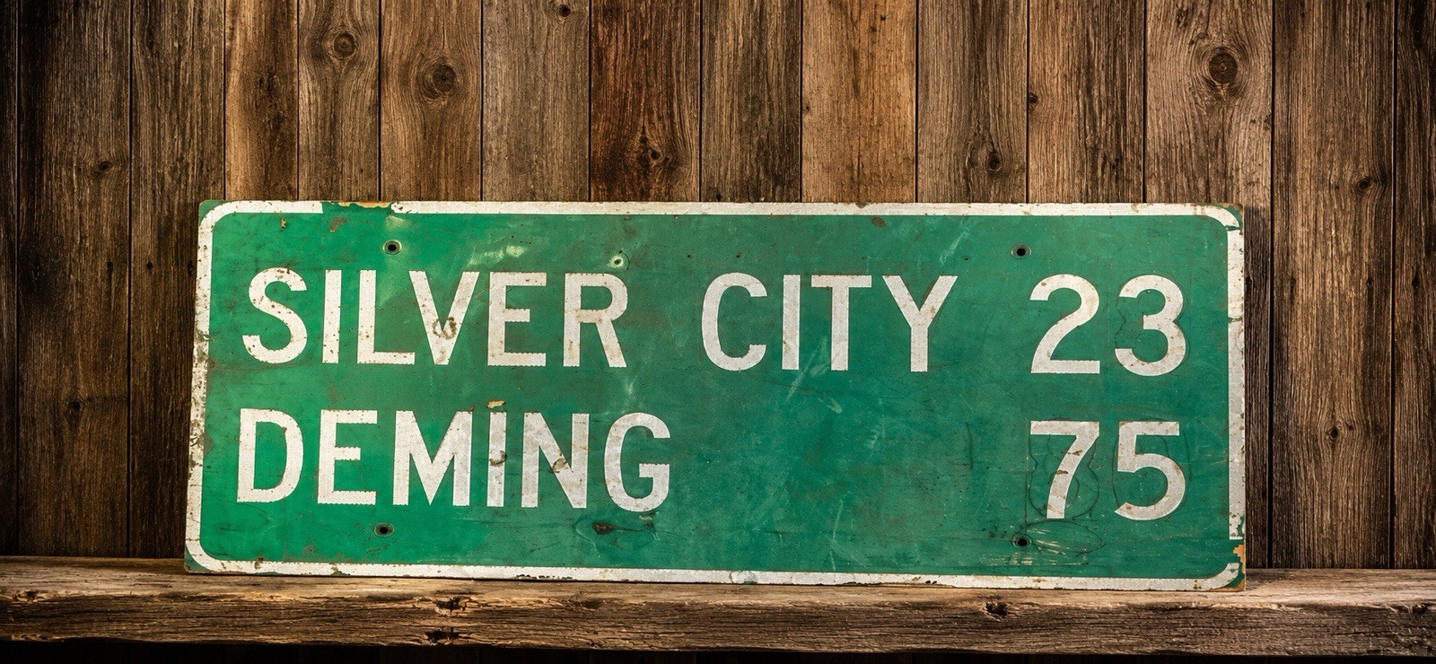 Vintage New Mexico Hwy Sign SILVER CITY 23 DEMING 75 Auth NMDOT 52x24 Retired