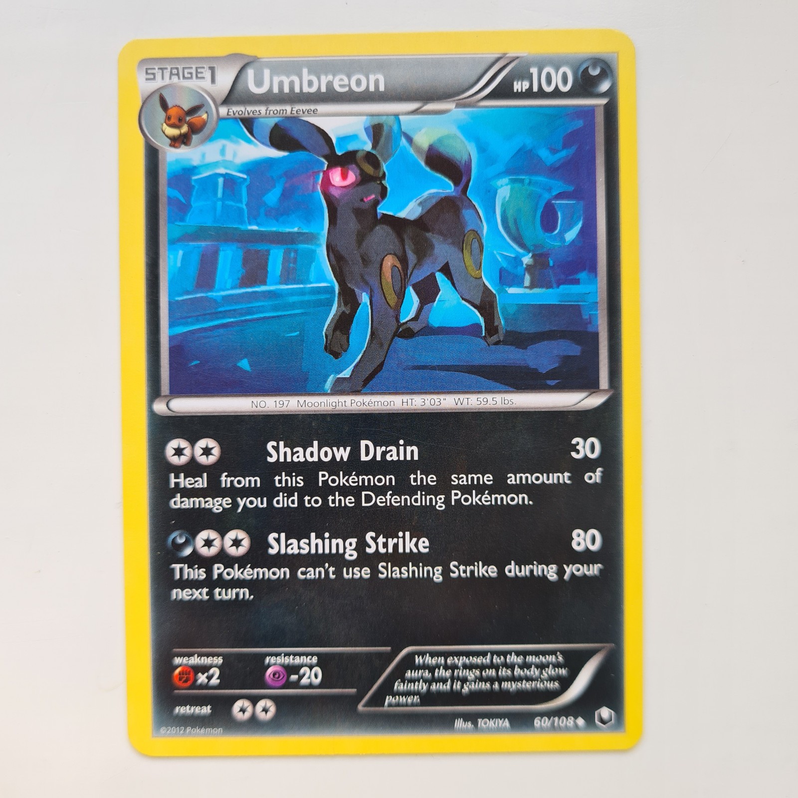 Umbreon 60/108 Uncommon Black and White Dark Explorers Pokemon Card 2012 NM Umbreon 60/108 Uncommon Black and White Dark Explorers Pokemon Card 2012 NM