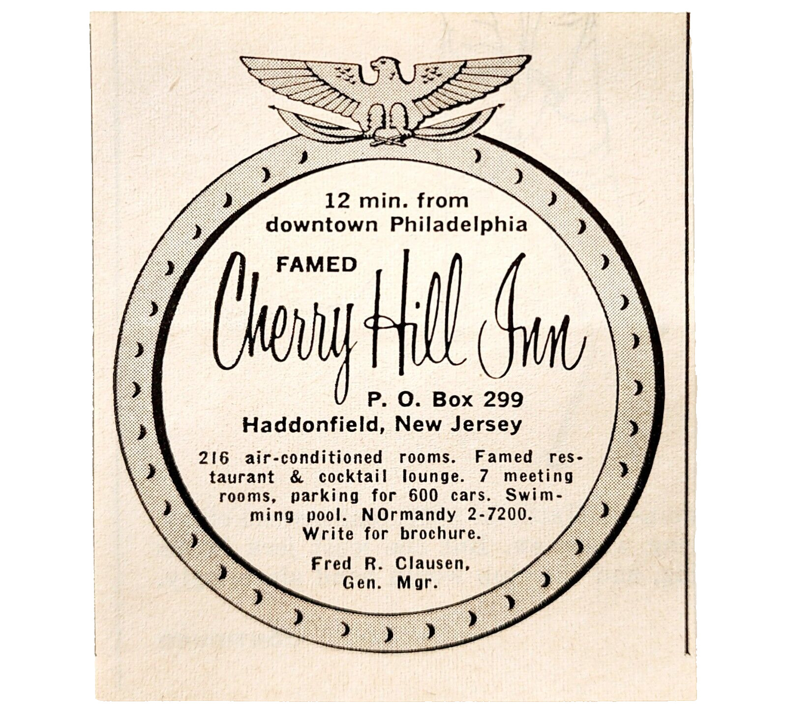 1959 Cherry Hill Inn Haddonfield New Jersey Advertisement Travel Hotel DWF13