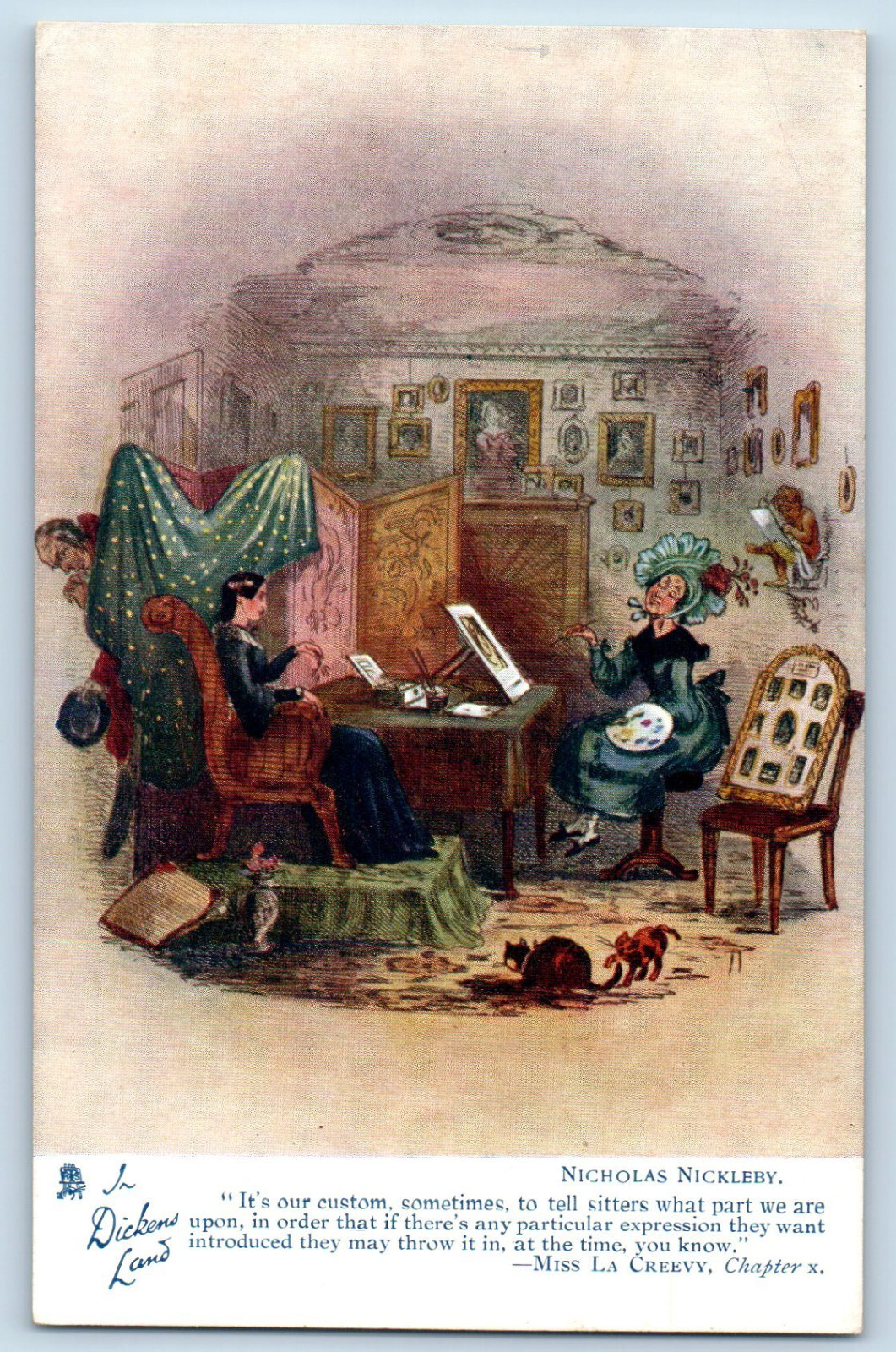 Kent England Postcard Painting Nicholas Nickleby Dickens c1910 Oilette Tuck Art