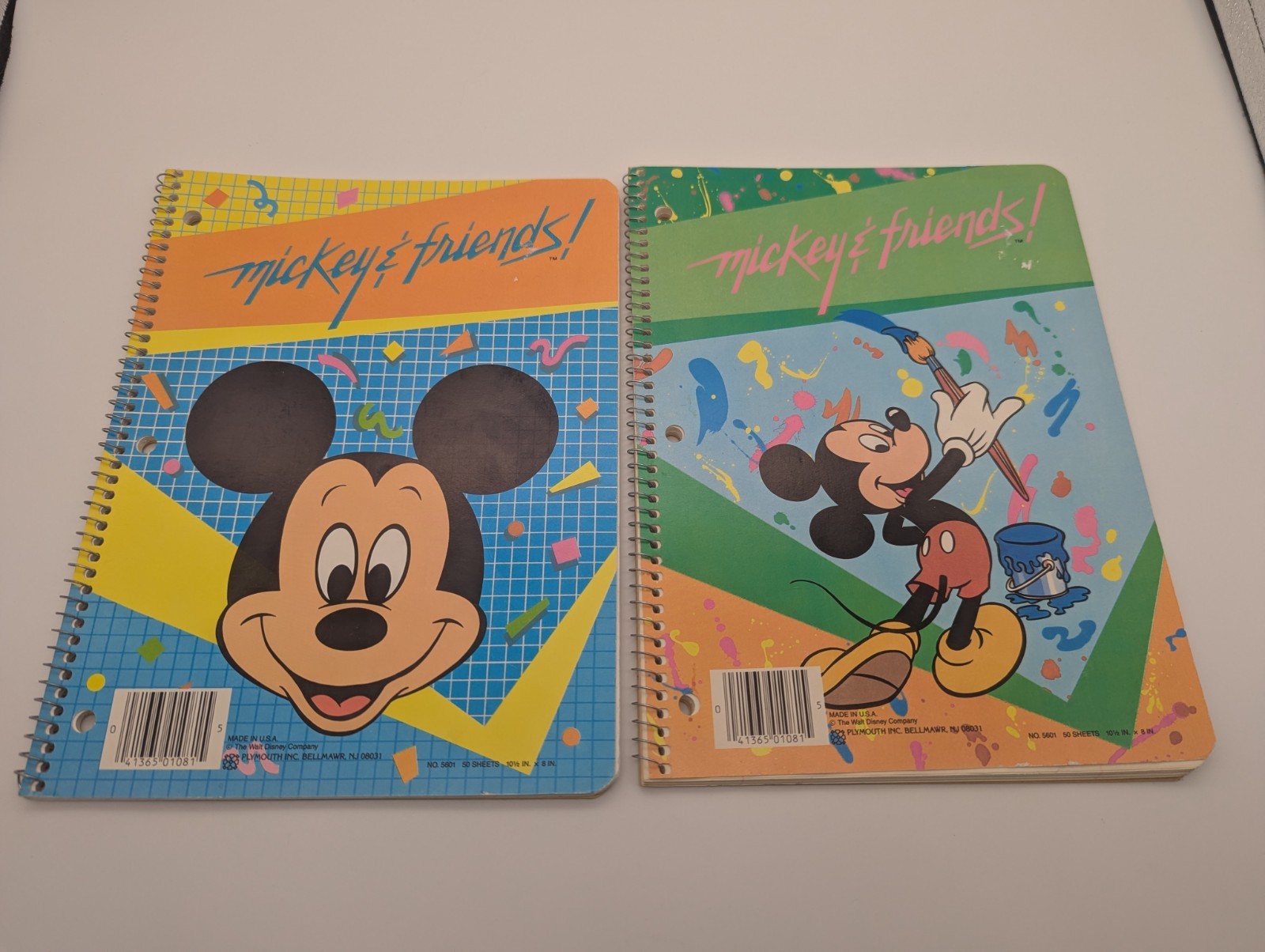Vintage 1990s 80s Mickey Mouse & Friends Retro Gen X Spiral Notebook Lot Of 2