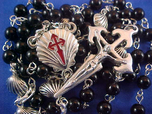 ST JAMES CRUSADER Santiago de Compostela Rosary Saint Shell Custom Handmade